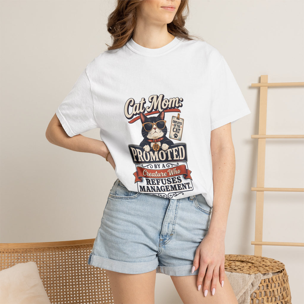 Cat Mom T‑Shirt – "Promoted to Cat Mom" Funny Cat Lover Gift