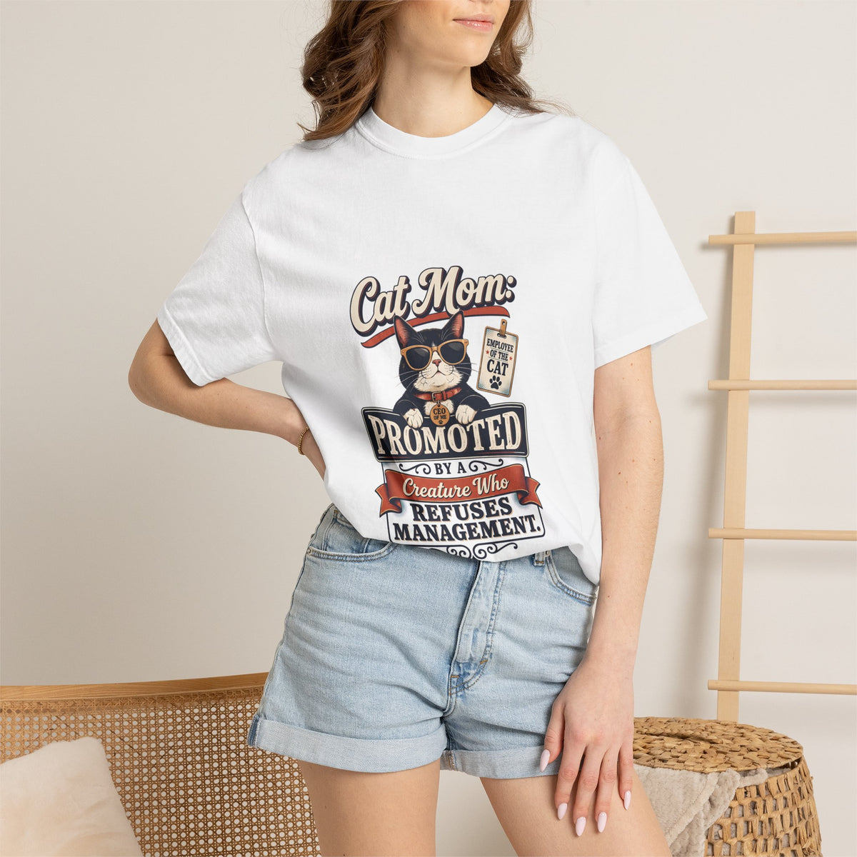 Cat Mom T‑Shirt – "Promoted to Cat Mom" Funny Cat Lover Gift