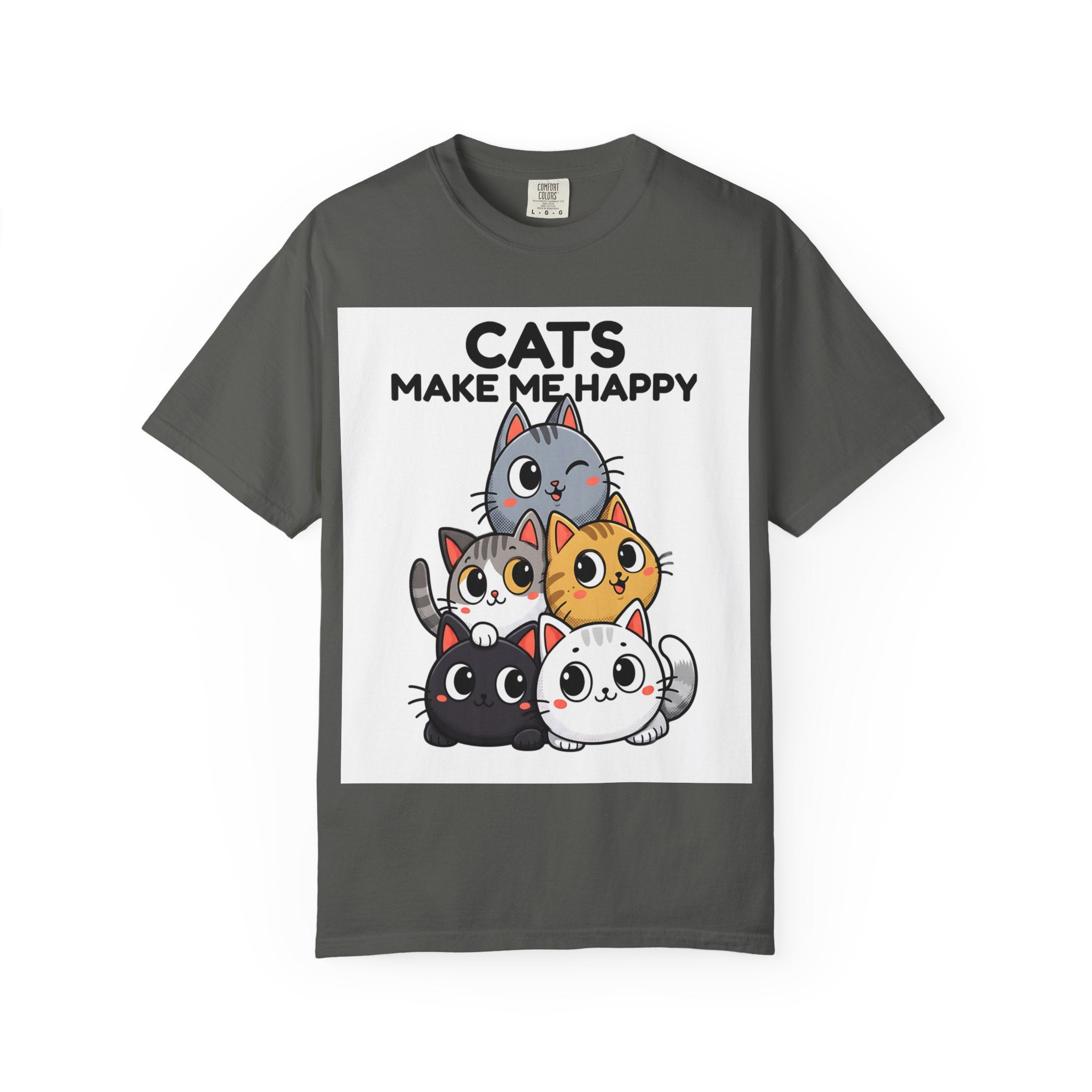 Cats Make Me Happy T-Shirt — Cute Stack of Kittens Tee