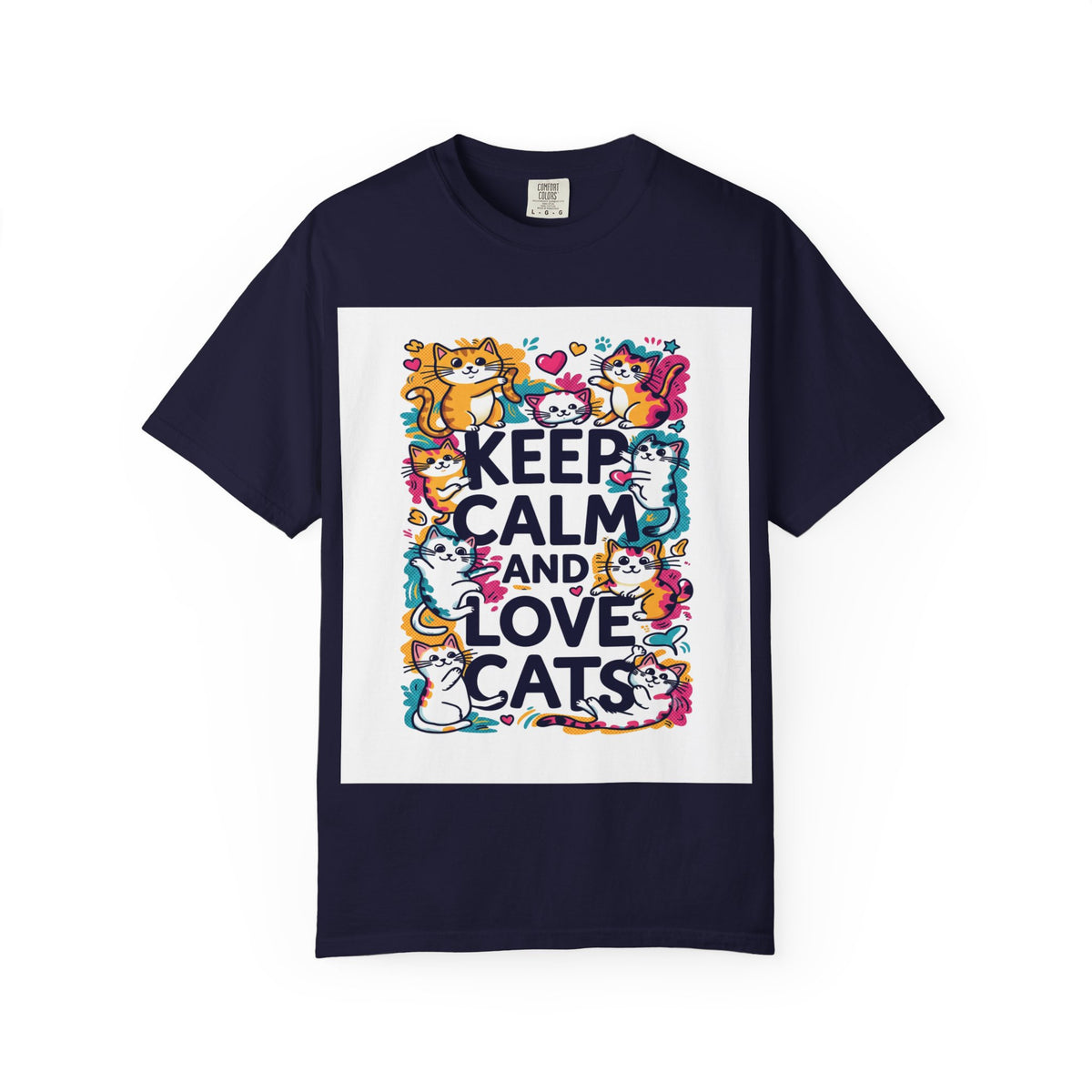 Keep Calm and Love Cats T-Shirt — Cute Colorful Cat Graphic Tee