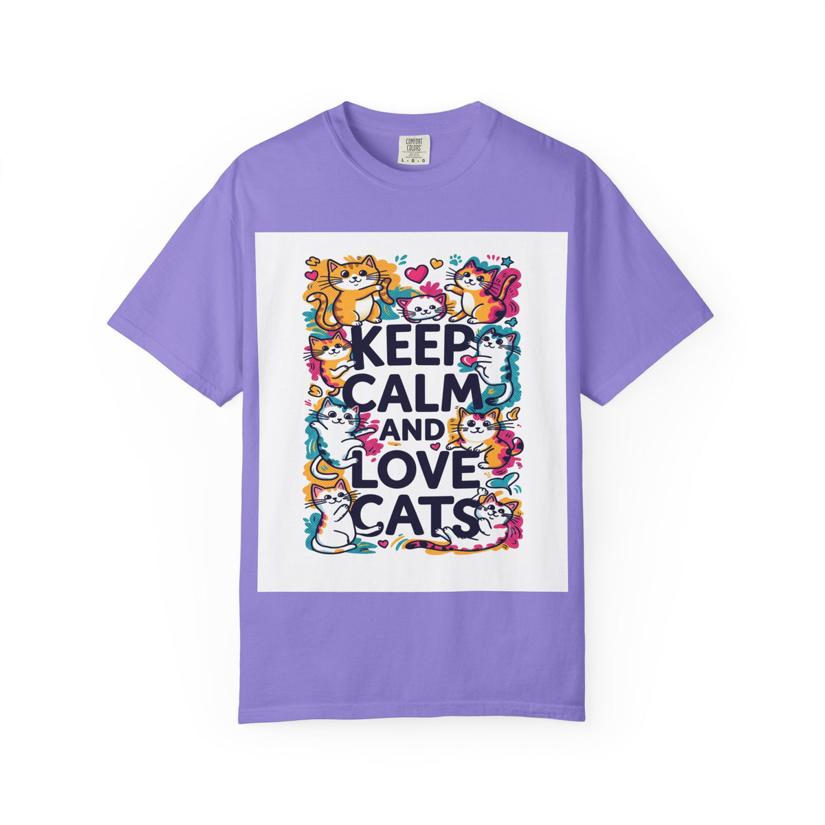 Keep Calm and Love Cats T-Shirt — Cute Colorful Cat Graphic Tee