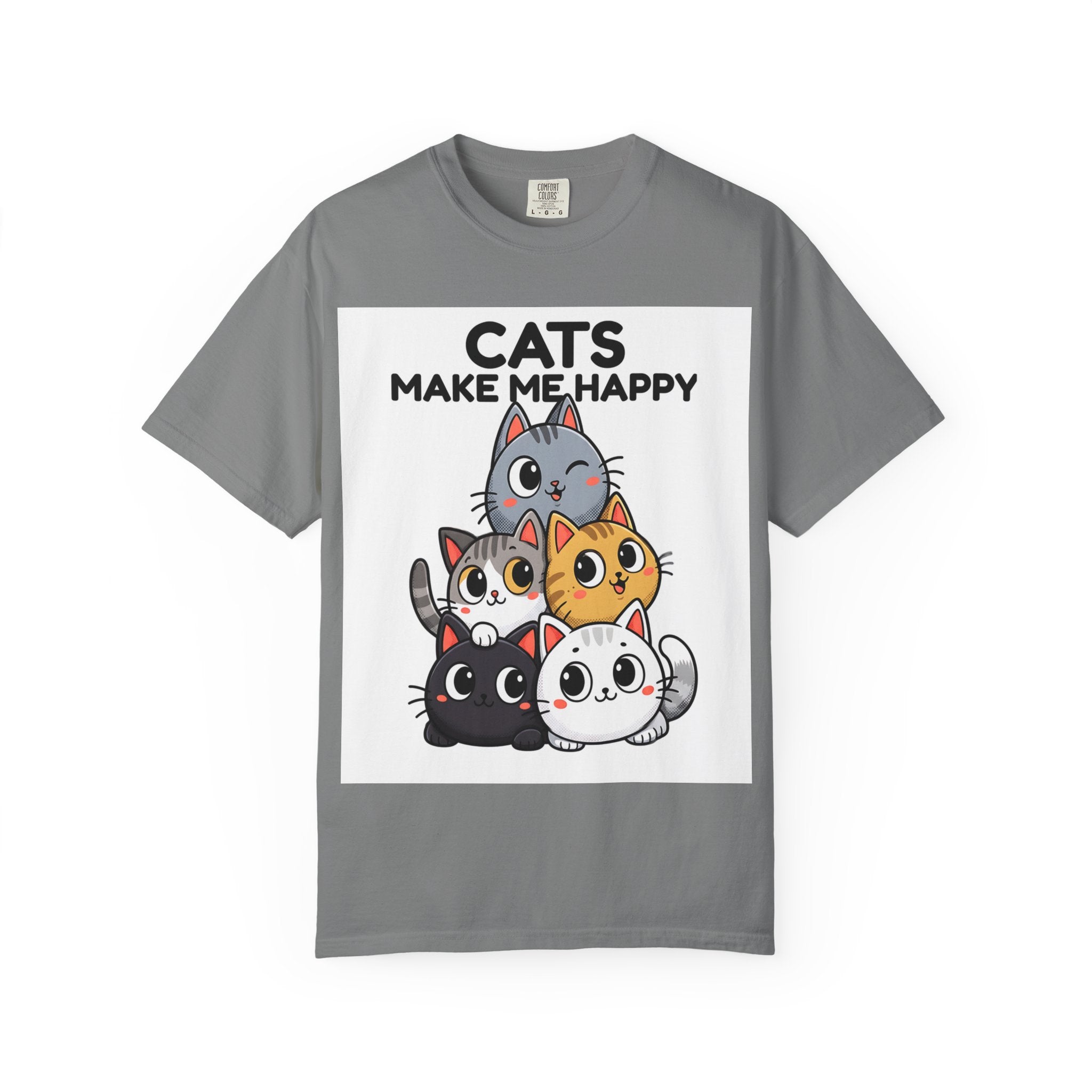 Cats Make Me Happy T-Shirt — Cute Stack of Kittens Tee