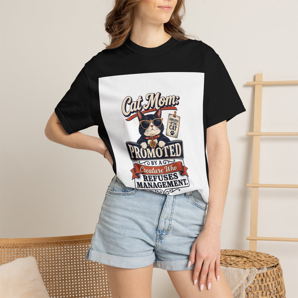 Cat Mom T‑Shirt – "Promoted to Cat Mom" Funny Cat Lover Gift