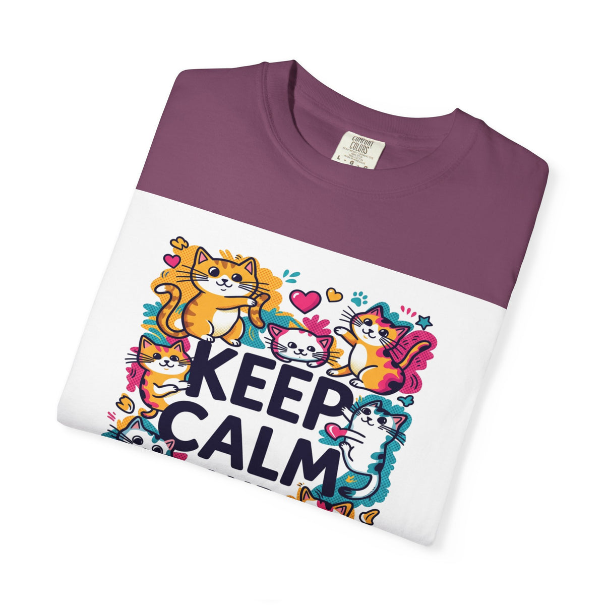 Keep Calm and Love Cats T-Shirt — Cute Colorful Cat Graphic Tee