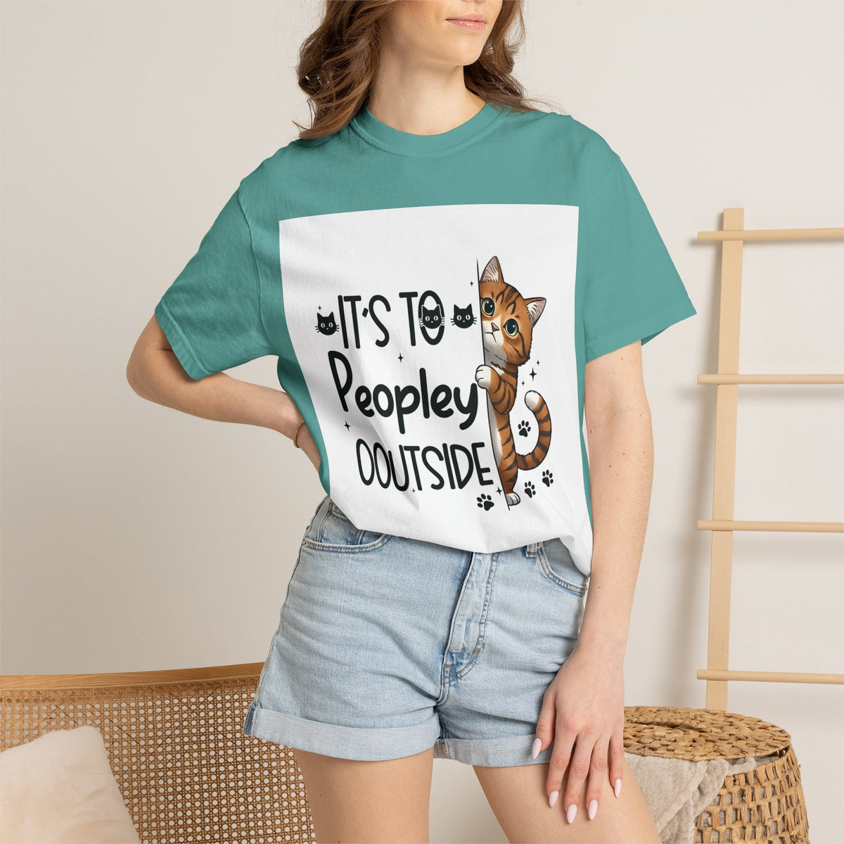 Cat Lover T-Shirt — "It's Too Peopley Outside" Graphic Tee