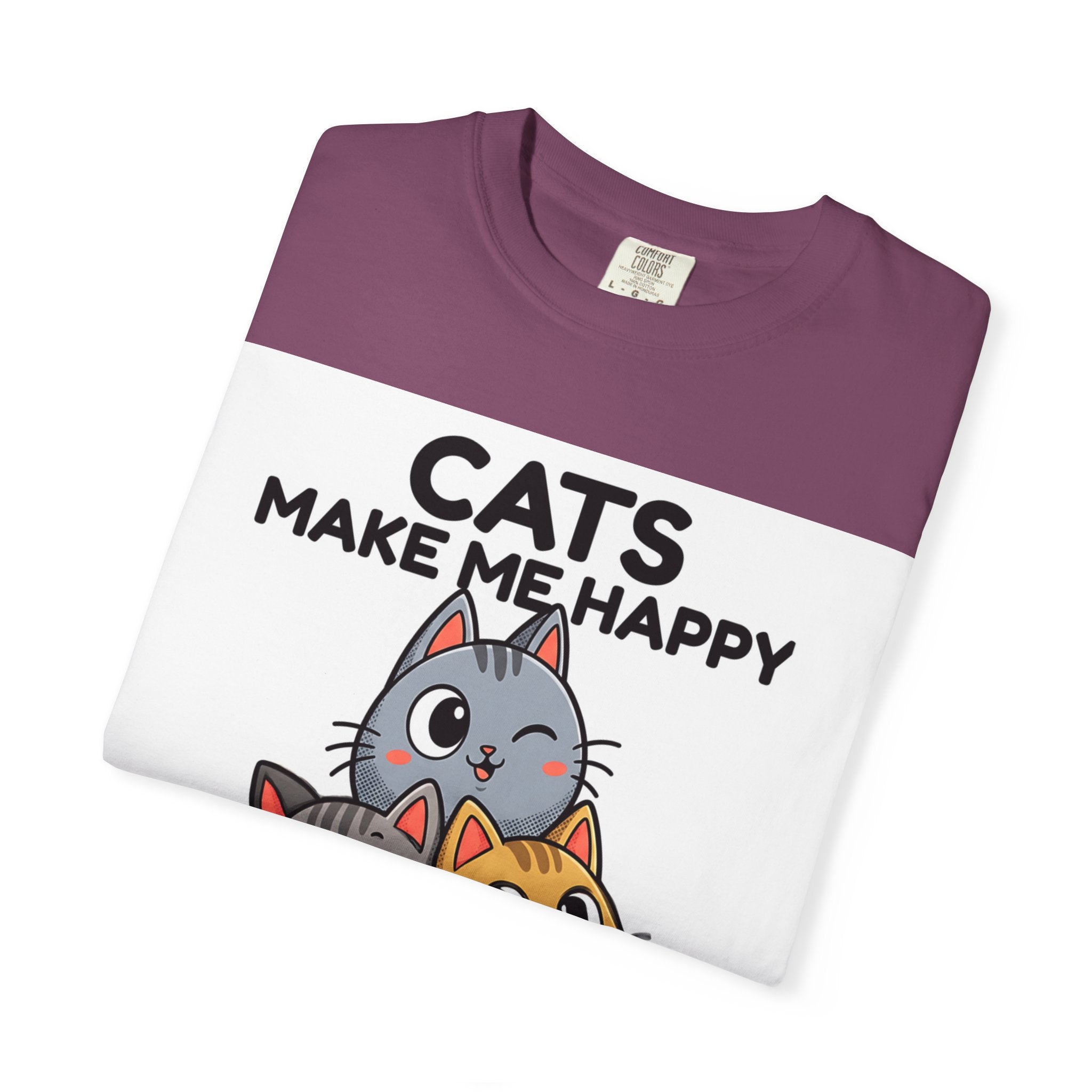 Cats Make Me Happy T-Shirt — Cute Stack of Kittens Tee