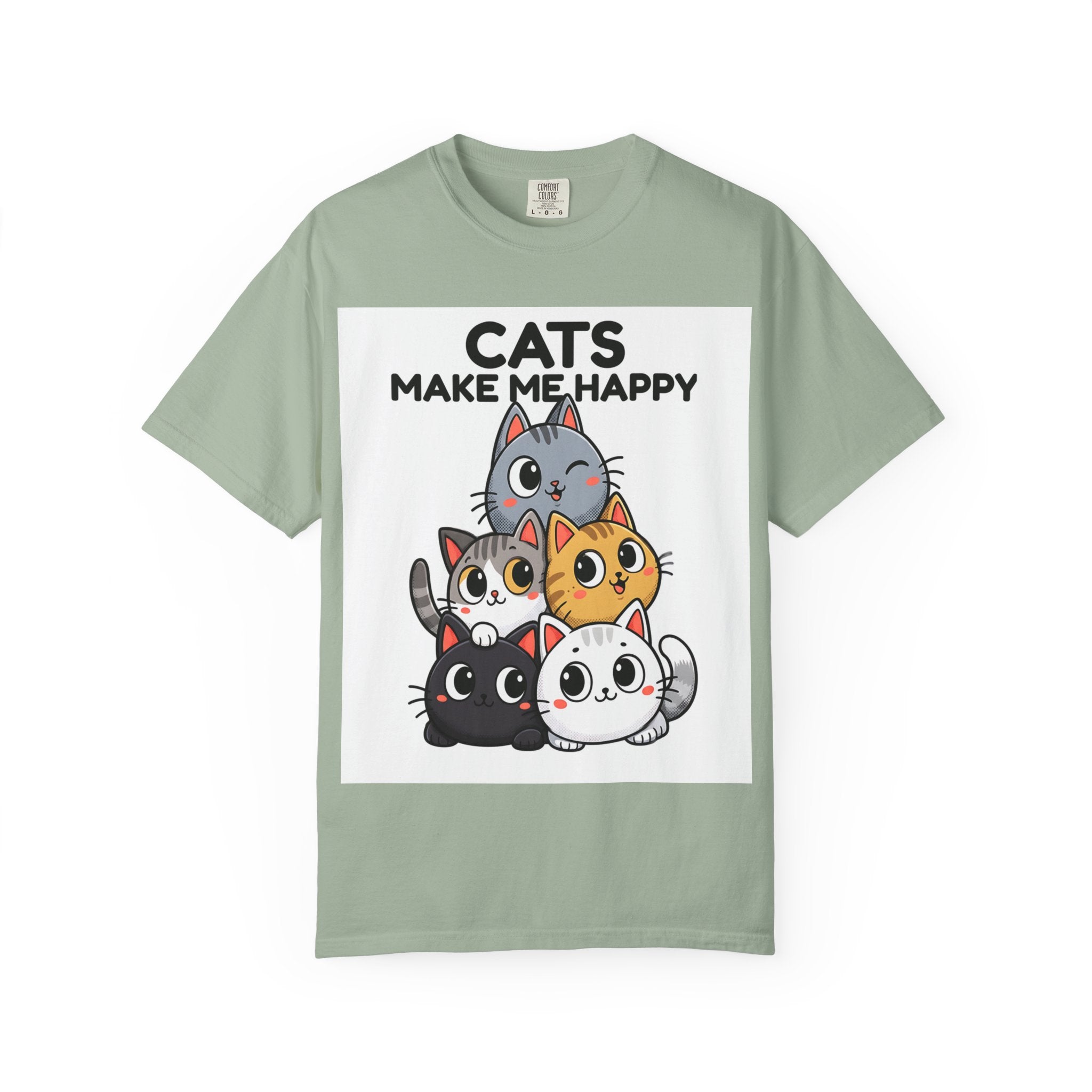 Cats Make Me Happy T-Shirt — Cute Stack of Kittens Tee