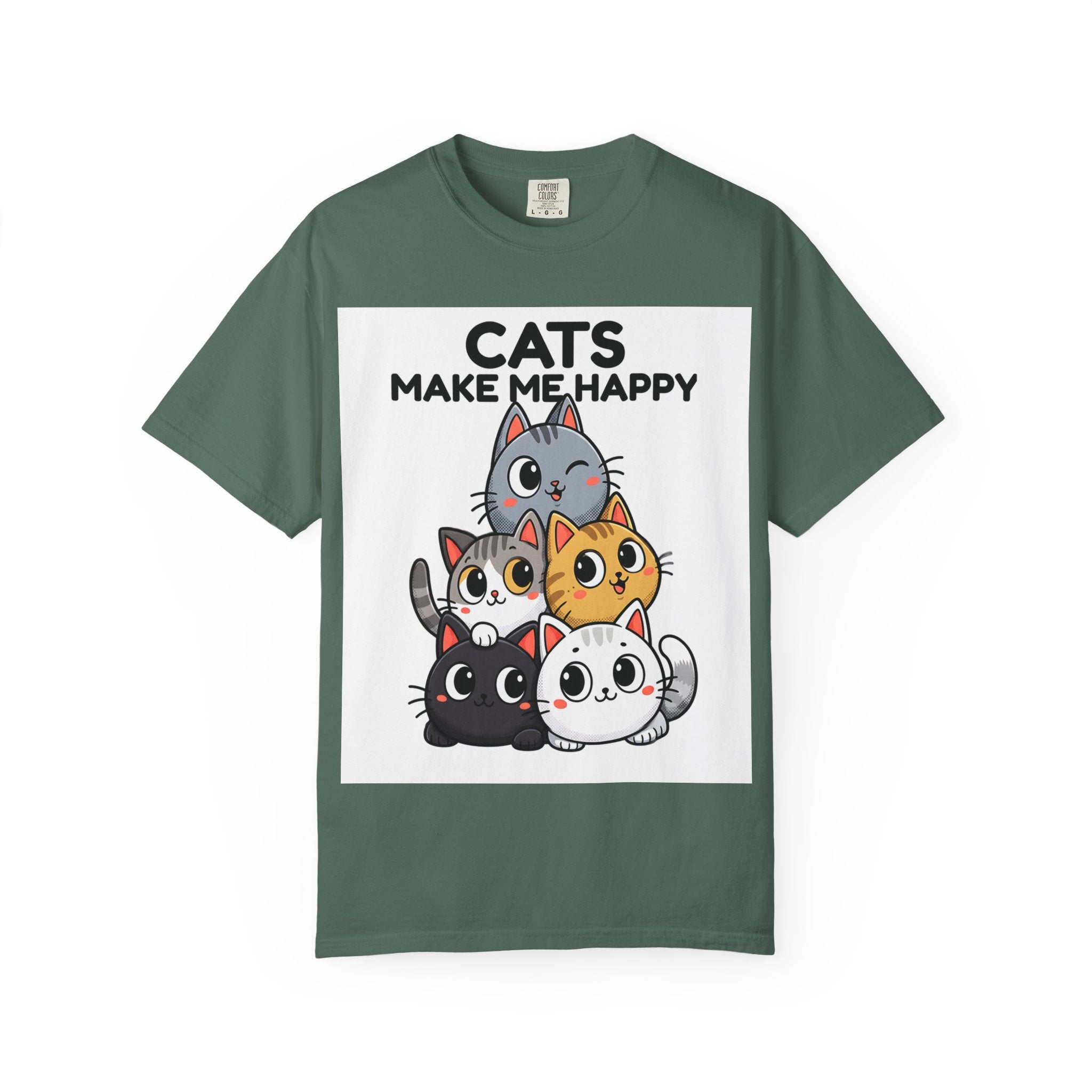 Cats Make Me Happy T-Shirt — Cute Stack of Kittens Tee