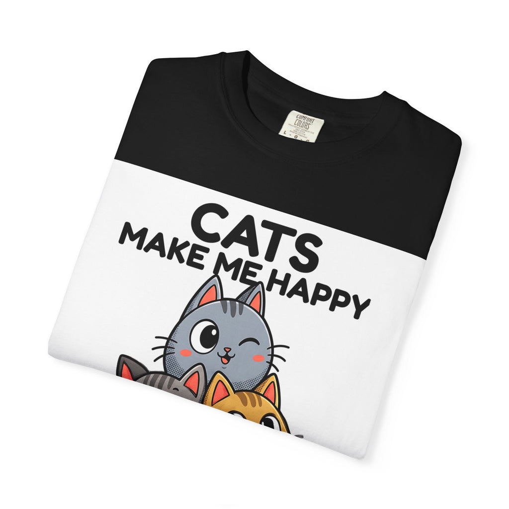 Cats Make Me Happy T-Shirt — Cute Stack of Kittens Tee