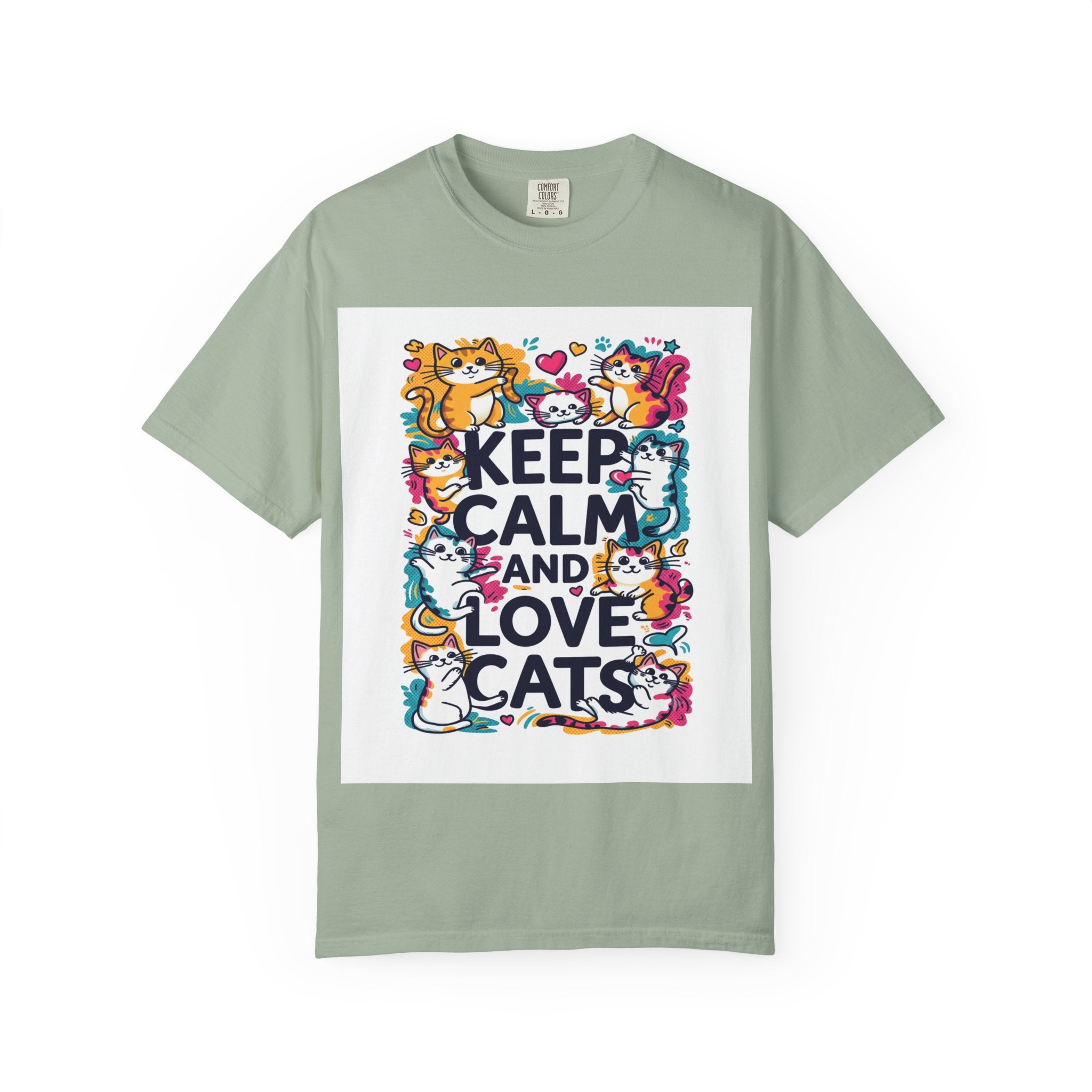 Keep Calm and Love Cats T-Shirt — Cute Colorful Cat Graphic Tee