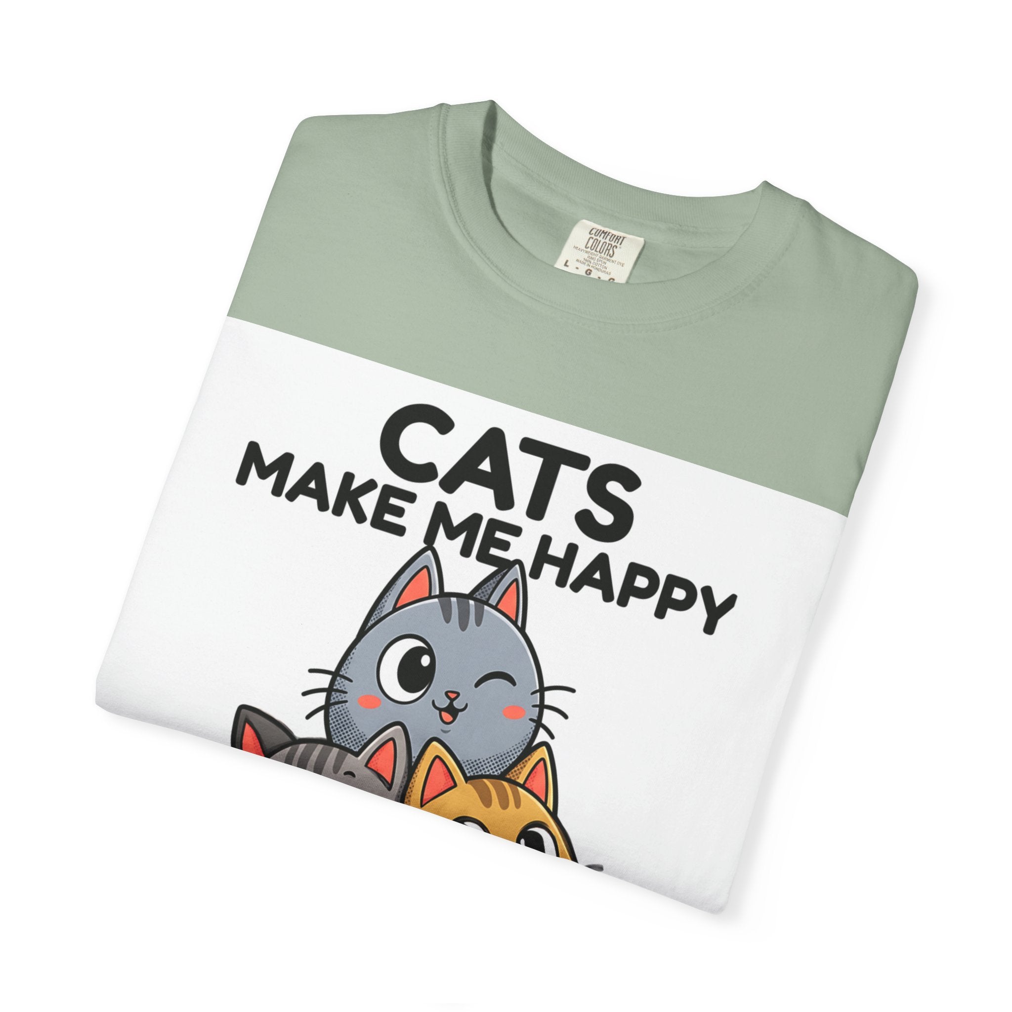 Cats Make Me Happy T-Shirt — Cute Stack of Kittens Tee