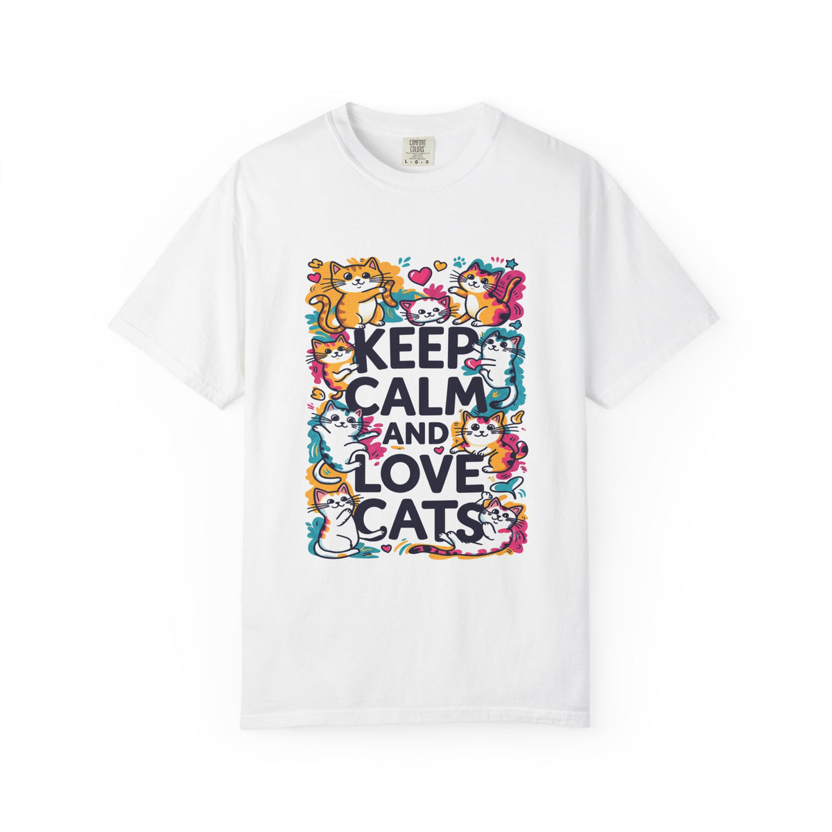 Keep Calm and Love Cats T-Shirt — Cute Colorful Cat Graphic Tee
