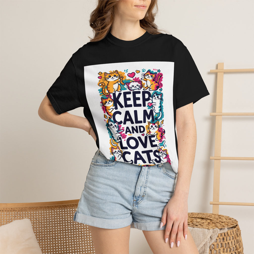 Keep Calm and Love Cats T-Shirt — Cute Colorful Cat Graphic Tee