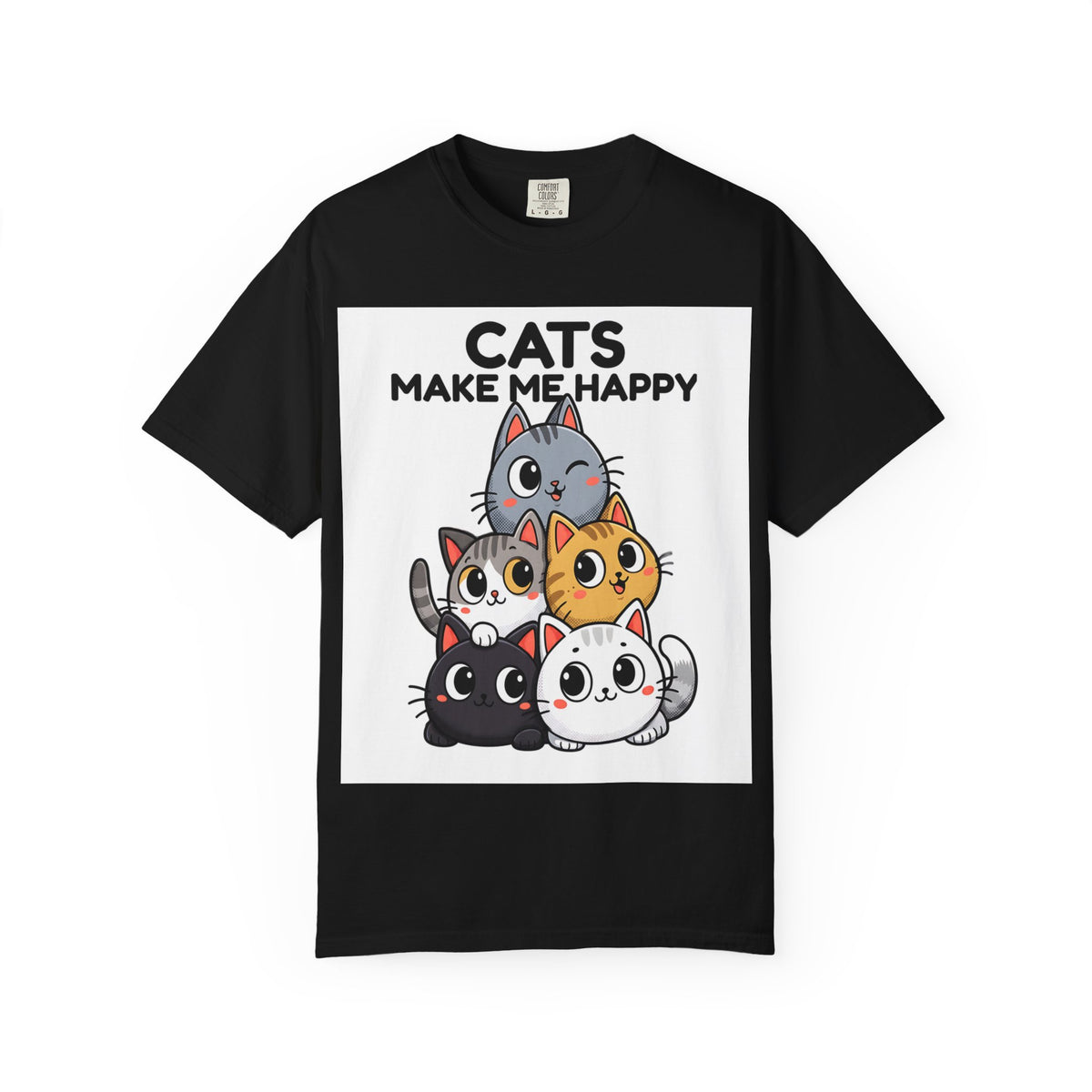 Cats Make Me Happy T-Shirt — Cute Stack of Kittens Tee