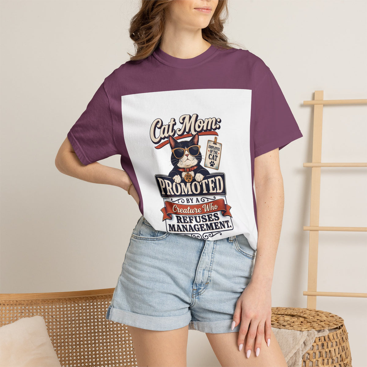 Cat Mom T‑Shirt – "Promoted to Cat Mom" Funny Cat Lover Gift