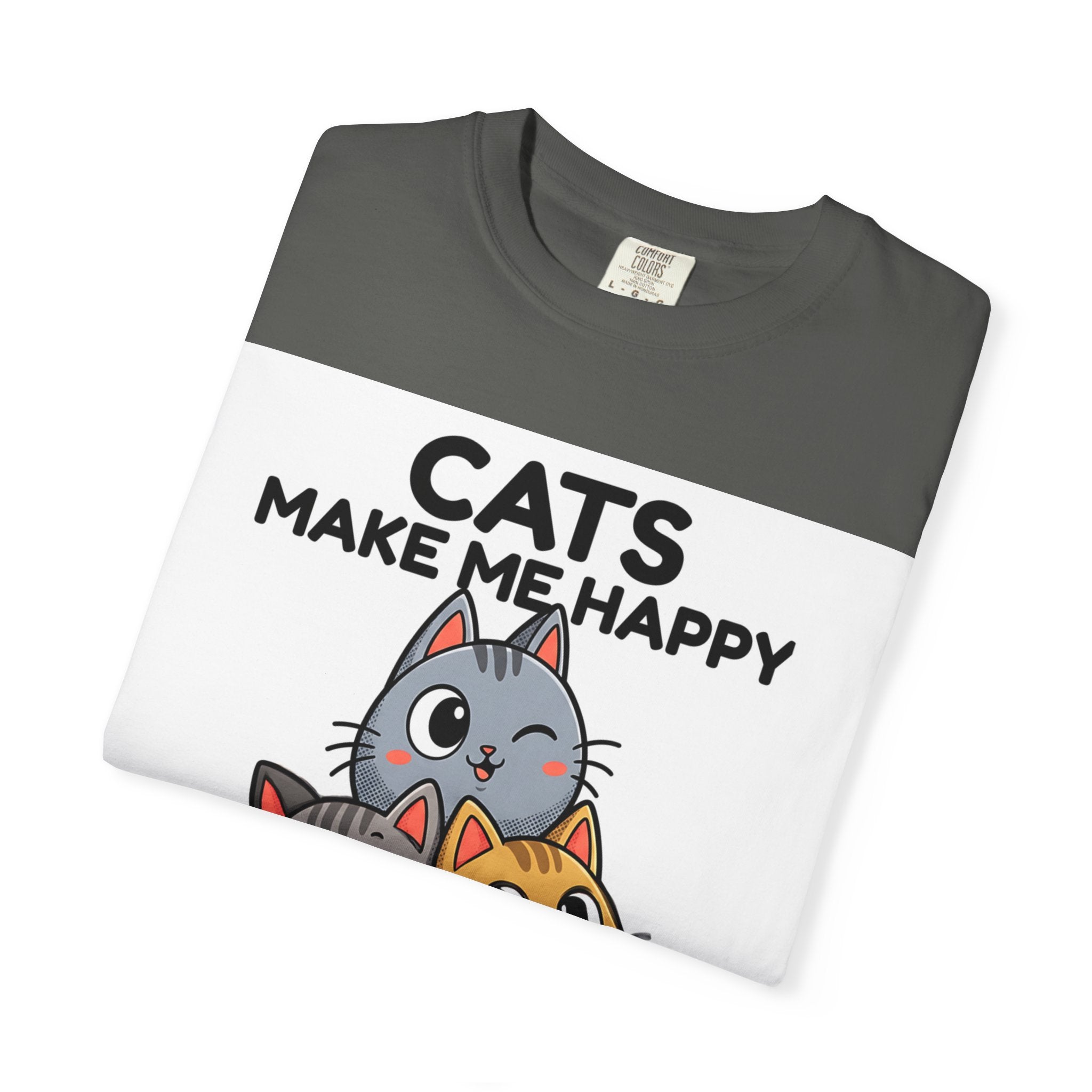 Cats Make Me Happy T-Shirt — Cute Stack of Kittens Tee