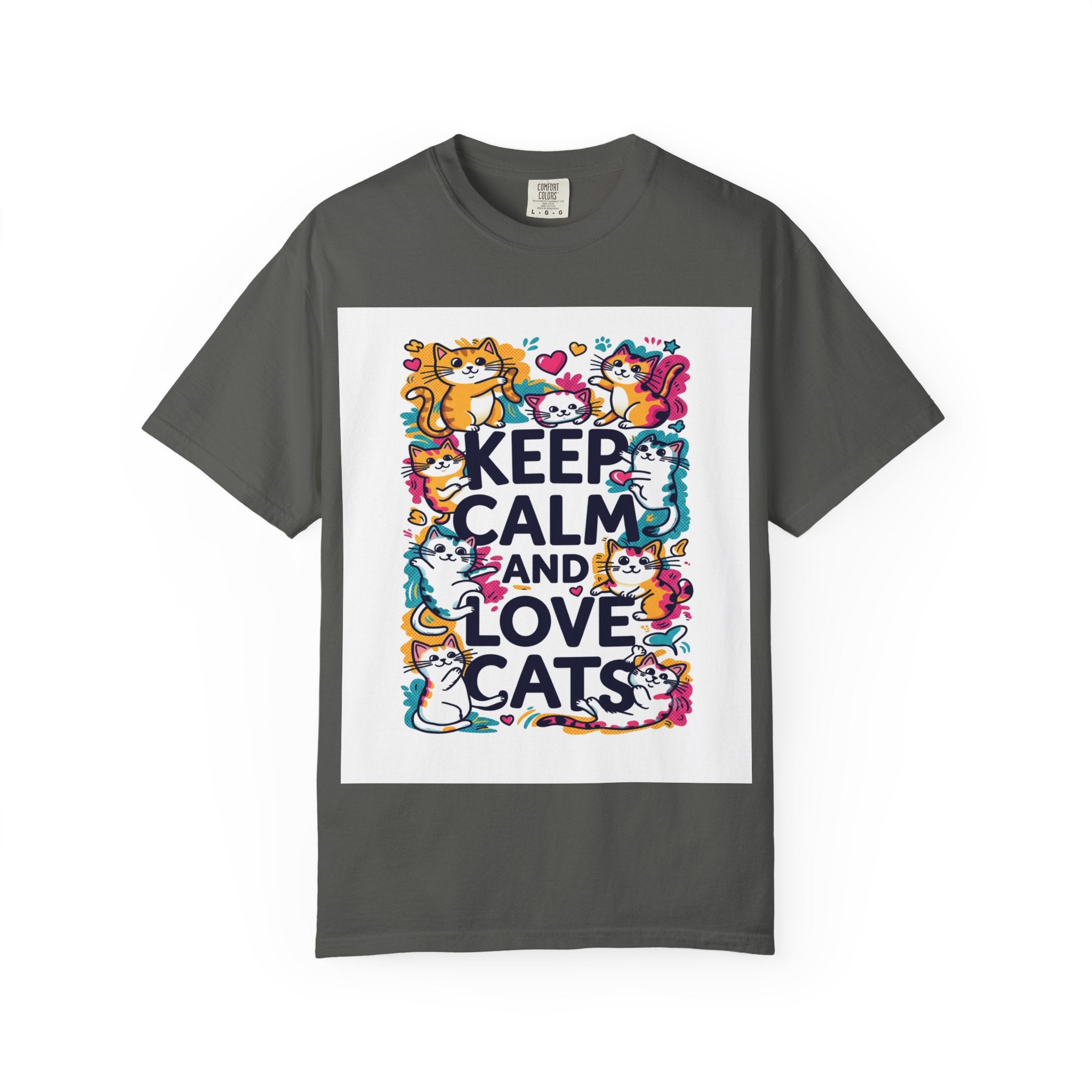 Keep Calm and Love Cats T-Shirt — Cute Colorful Cat Graphic Tee