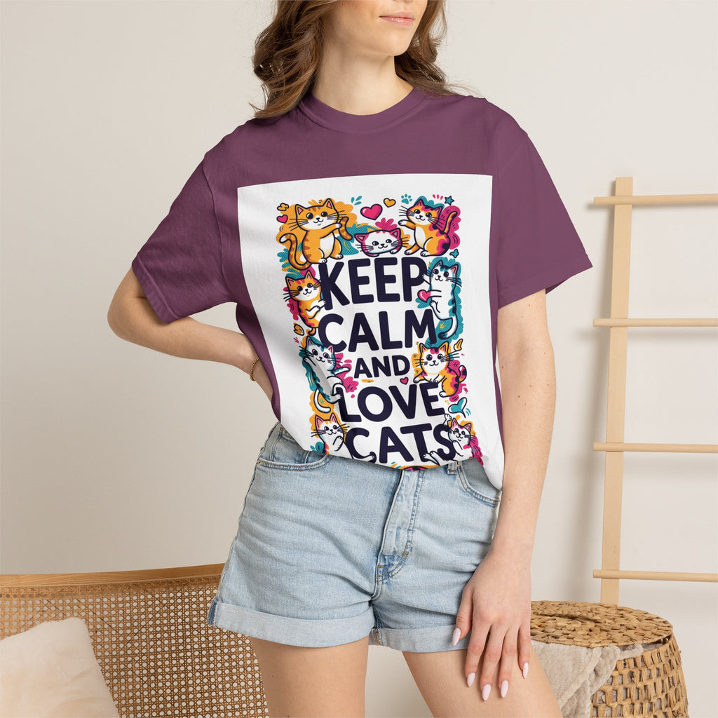 Keep Calm and Love Cats T-Shirt — Cute Colorful Cat Graphic Tee