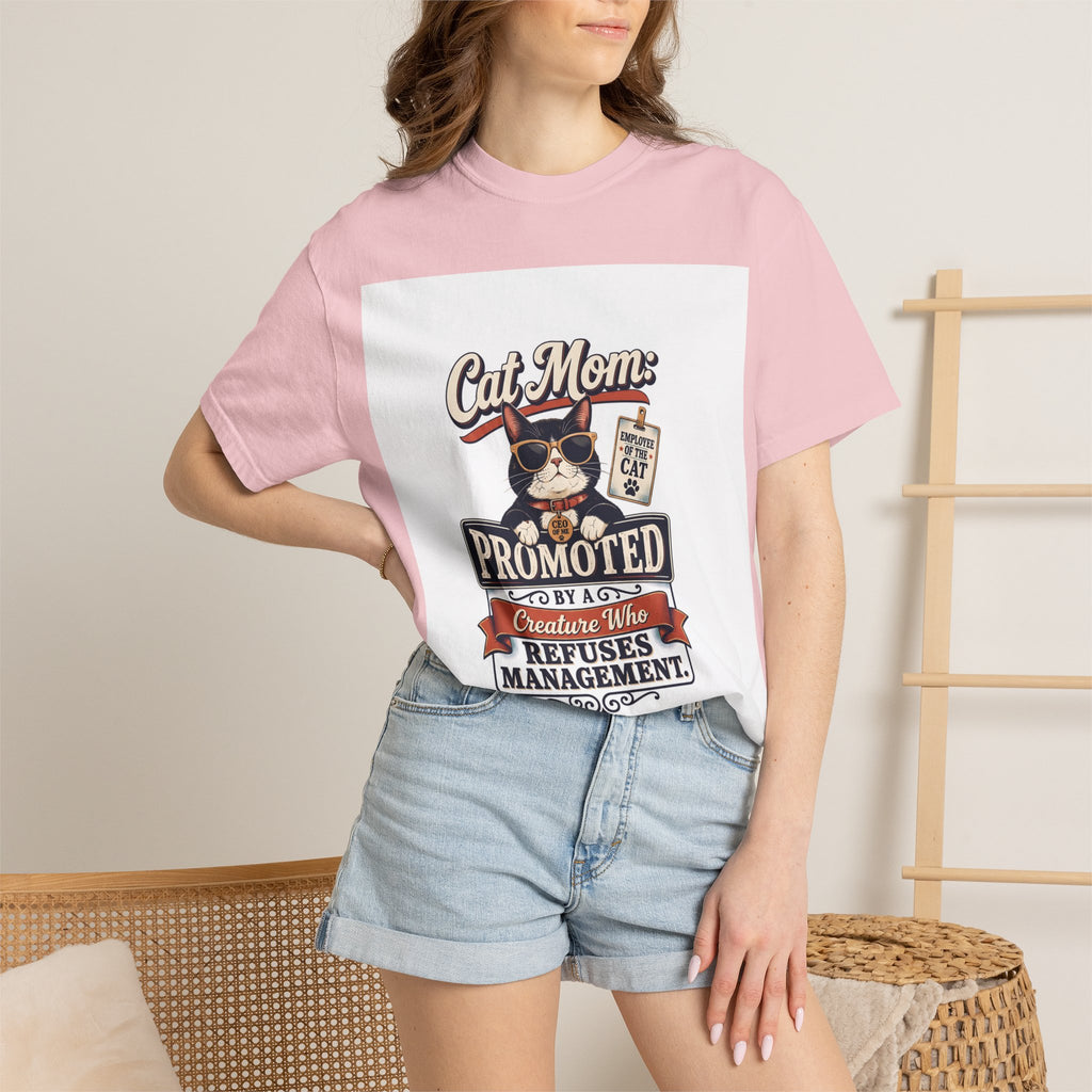 Cat Mom T‑Shirt – "Promoted to Cat Mom" Funny Cat Lover Gift