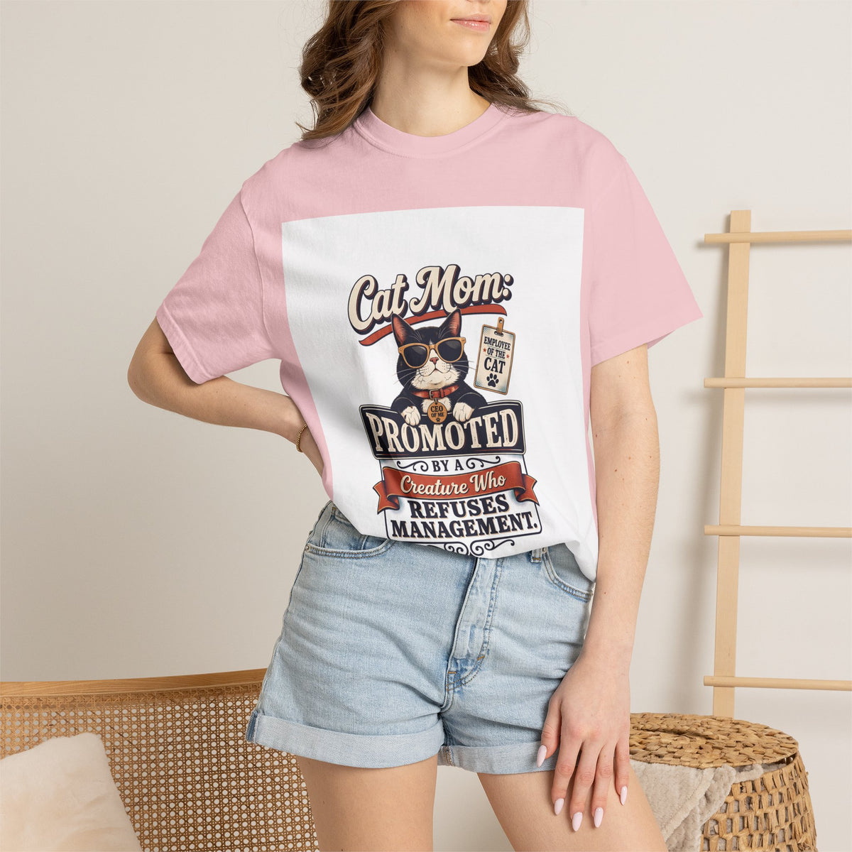 Cat Mom T‑Shirt – "Promoted to Cat Mom" Funny Cat Lover Gift