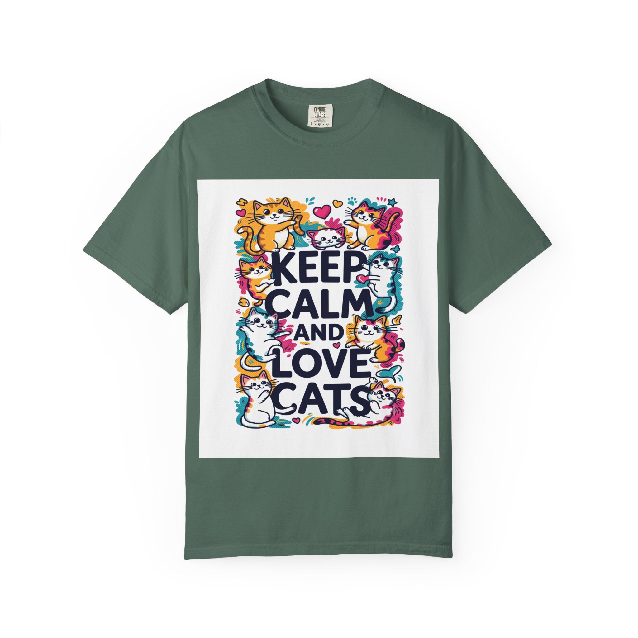 Keep Calm and Love Cats T-Shirt — Cute Colorful Cat Graphic Tee