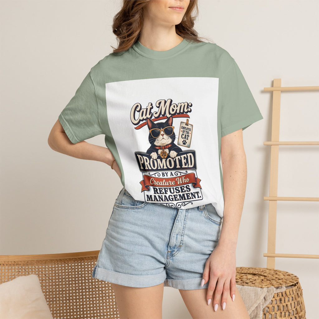 Cat Mom T‑Shirt – "Promoted to Cat Mom" Funny Cat Lover Gift