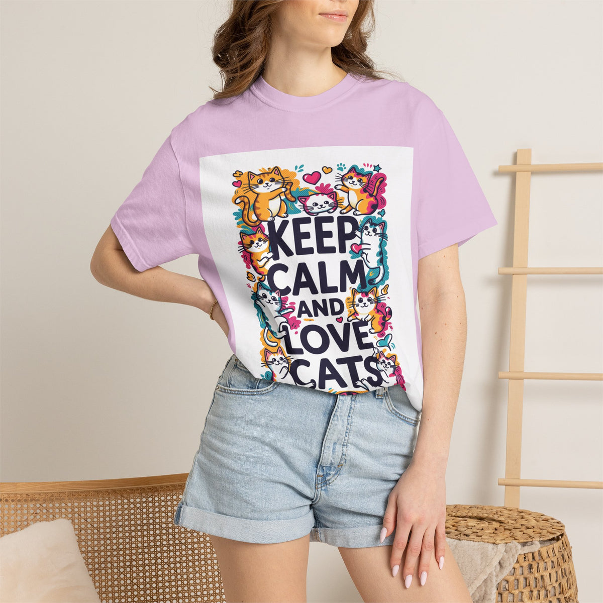 Keep Calm and Love Cats T-Shirt — Cute Colorful Cat Graphic Tee
