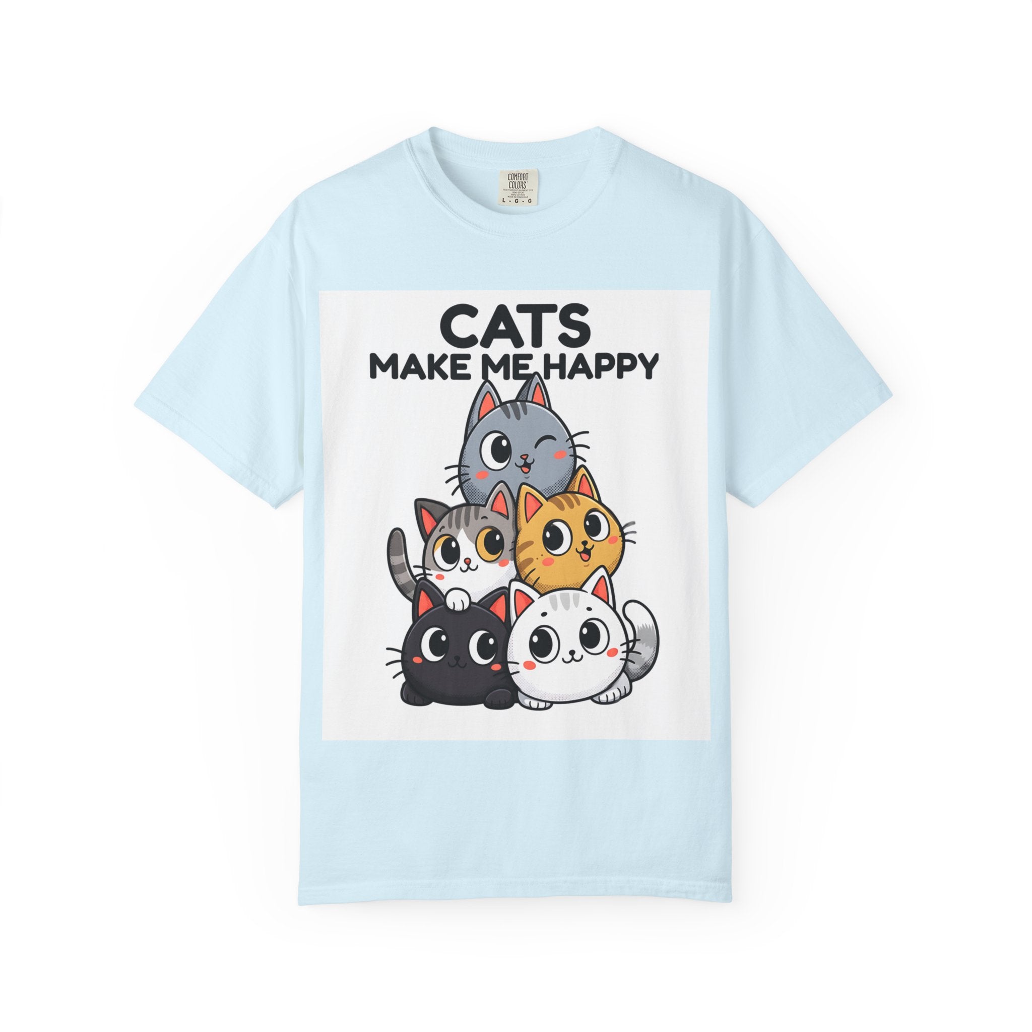 Cats Make Me Happy T-Shirt — Cute Stack of Kittens Tee