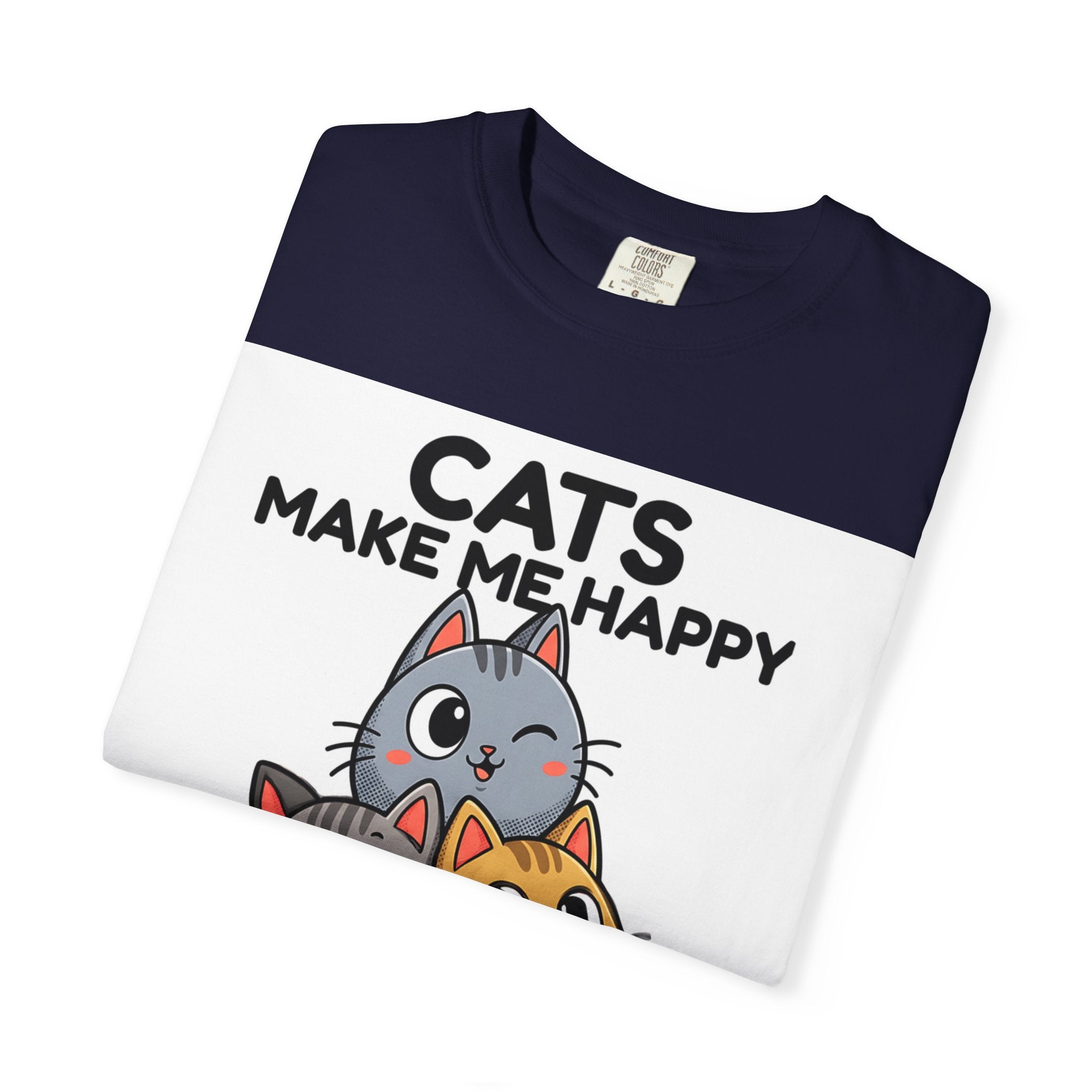 Cats Make Me Happy T-Shirt — Cute Stack of Kittens Tee