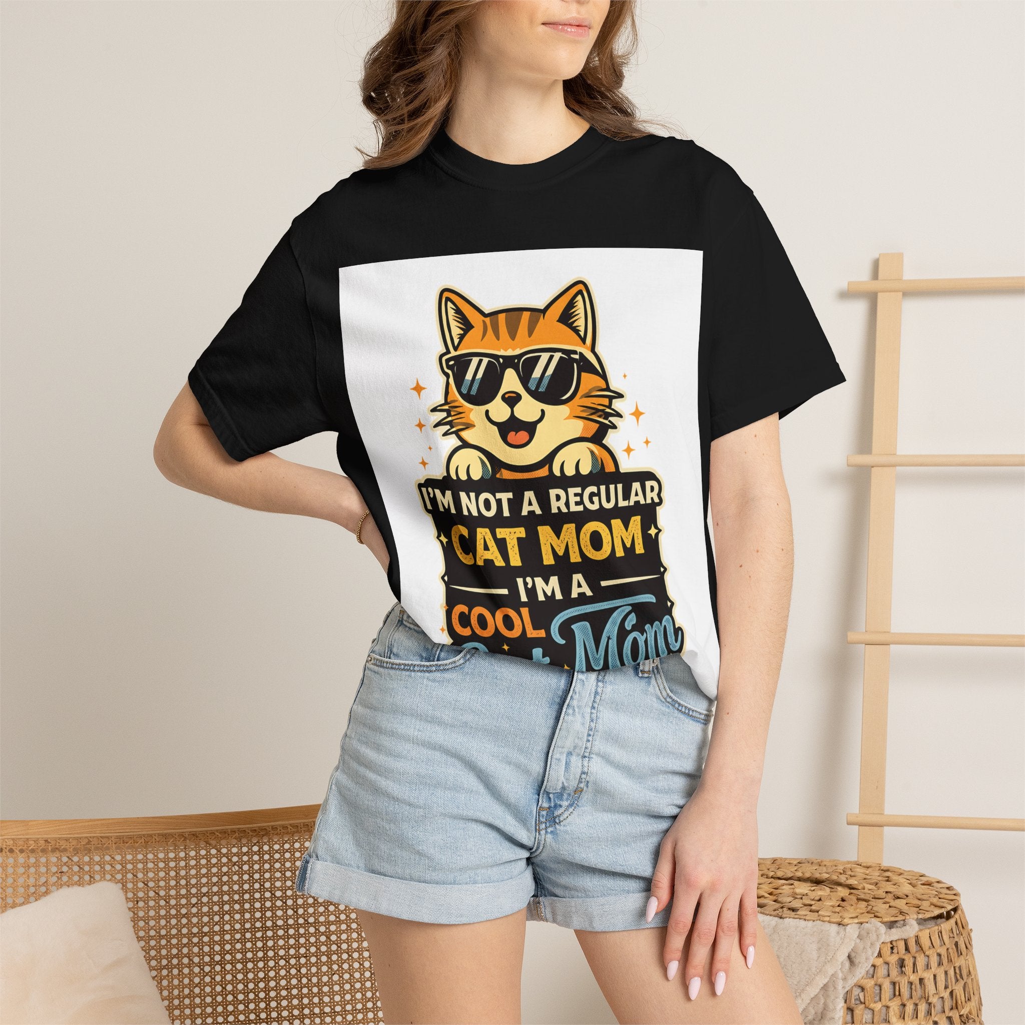 Cool Cat Mom T-Shirt — "I'm Not a Regular Cat Mom, I'm a Cool Cat Mom" Cute Cat Graphic Tee