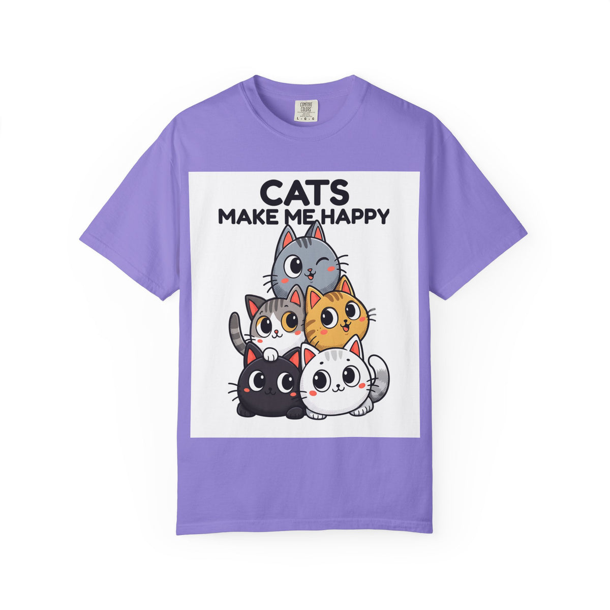 Cats Make Me Happy T-Shirt — Cute Stack of Kittens Tee
