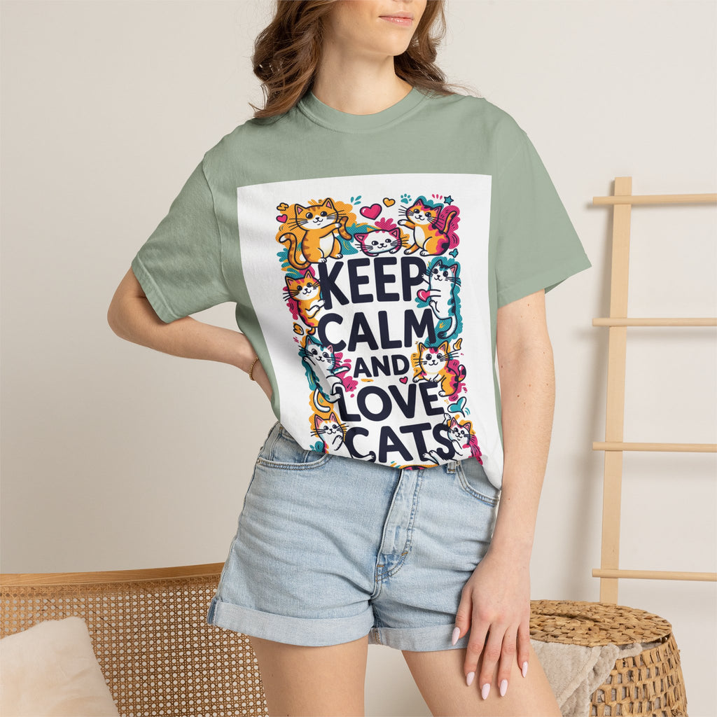 Keep Calm and Love Cats T-Shirt — Cute Colorful Cat Graphic Tee