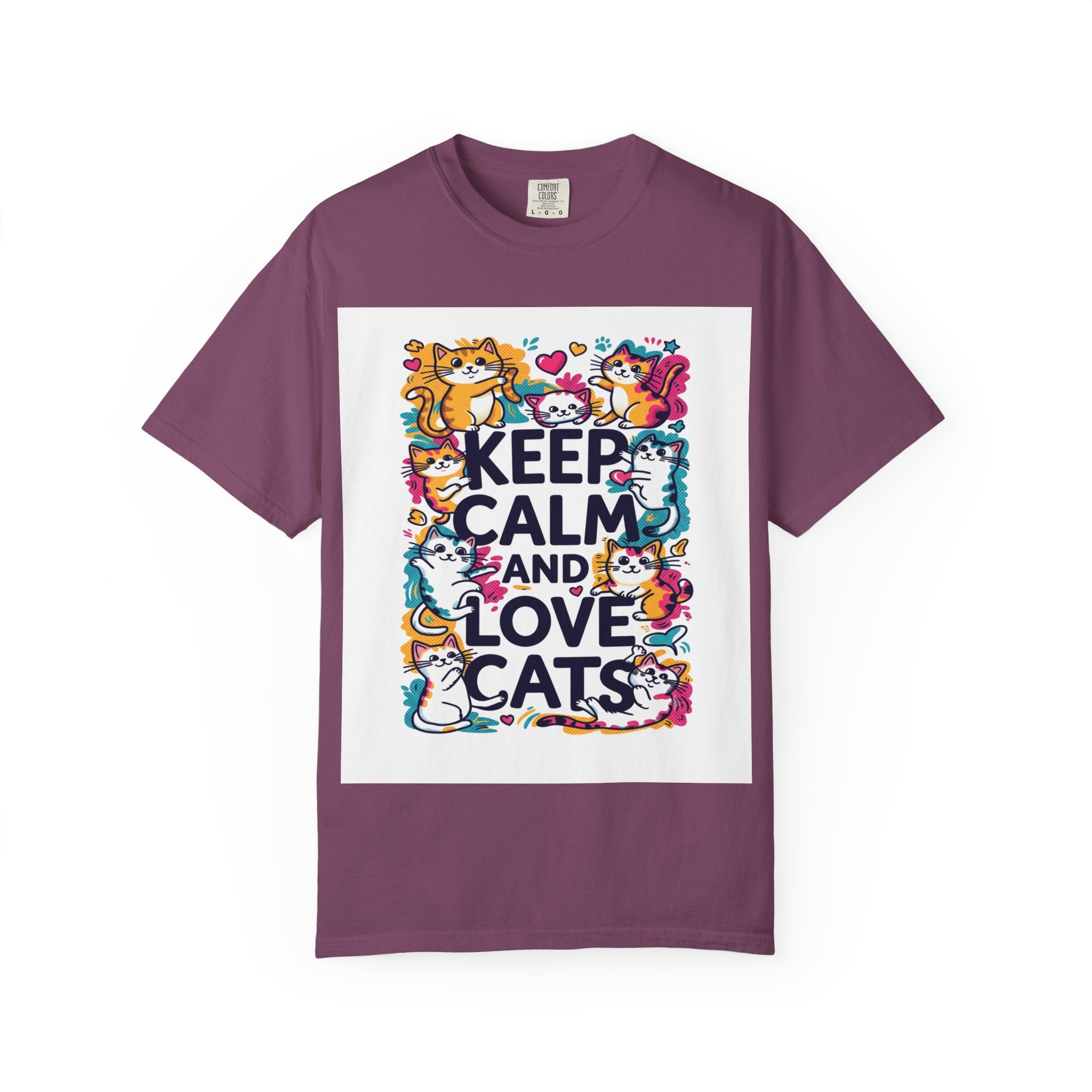 Keep Calm and Love Cats T-Shirt — Cute Colorful Cat Graphic Tee