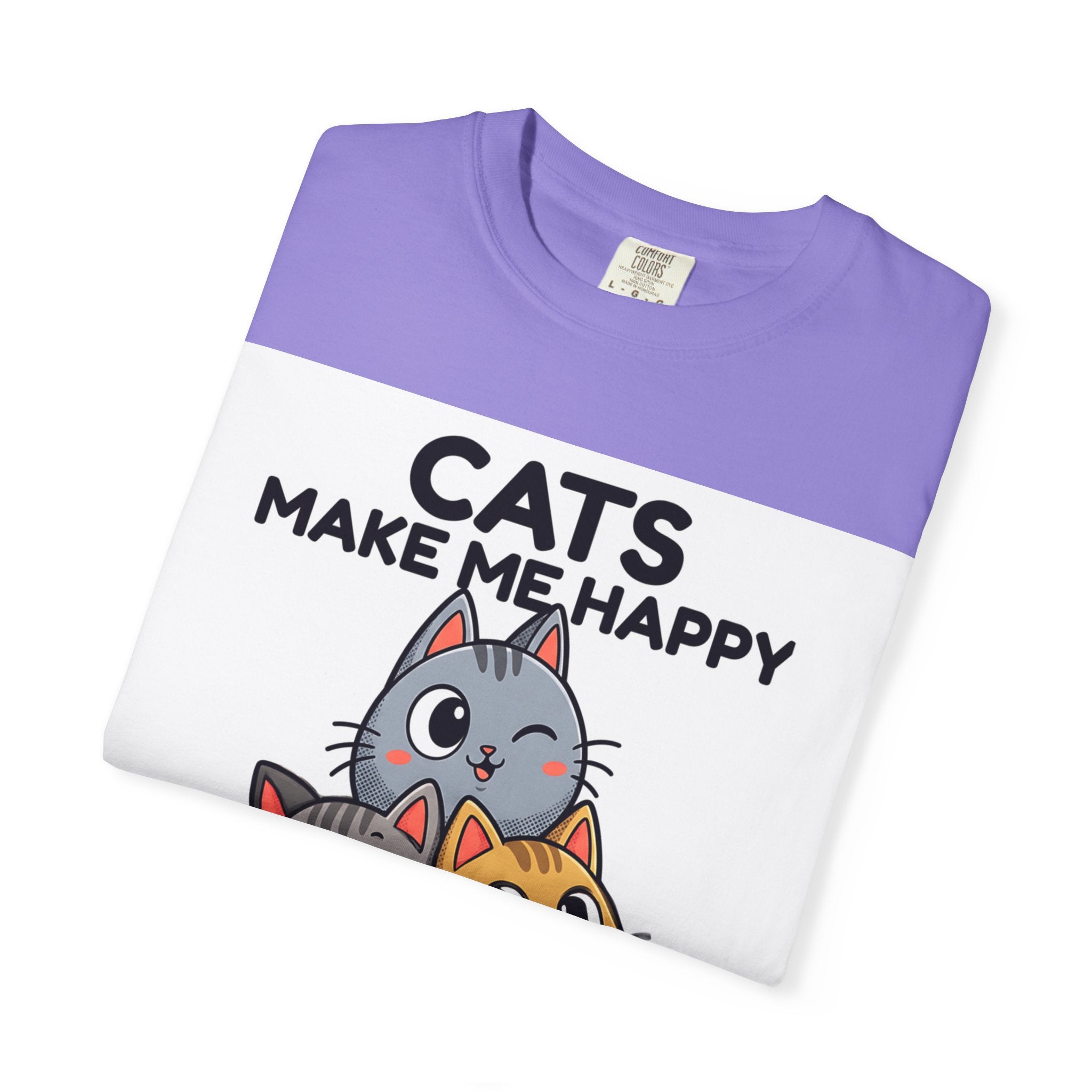 Cats Make Me Happy T-Shirt — Cute Stack of Kittens Tee