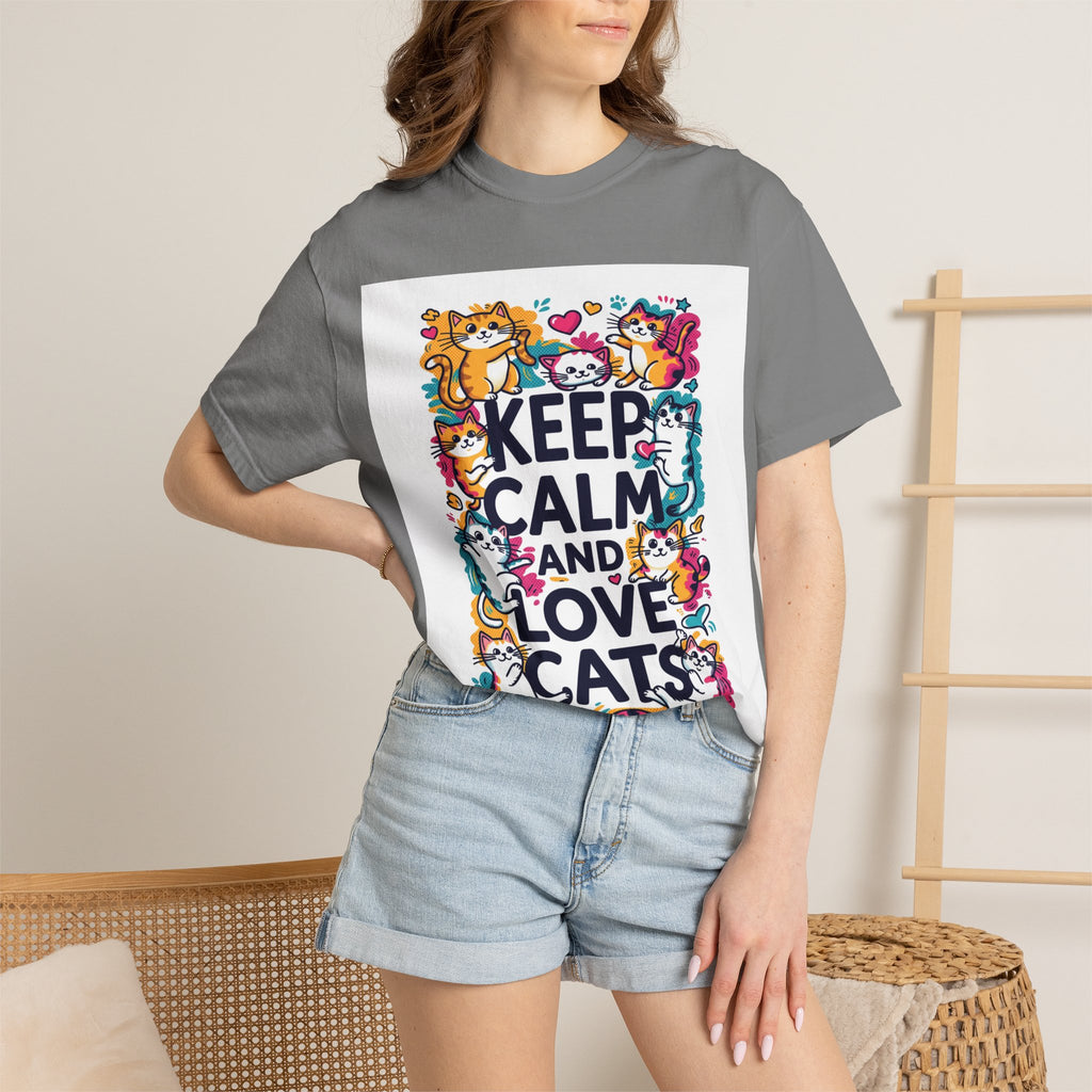 Keep Calm and Love Cats T-Shirt — Cute Colorful Cat Graphic Tee
