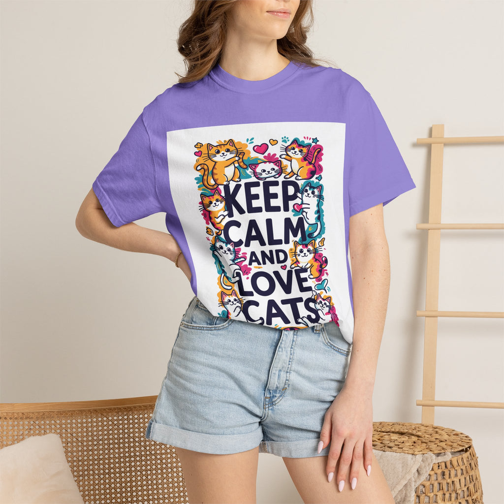 Keep Calm and Love Cats T-Shirt — Cute Colorful Cat Graphic Tee
