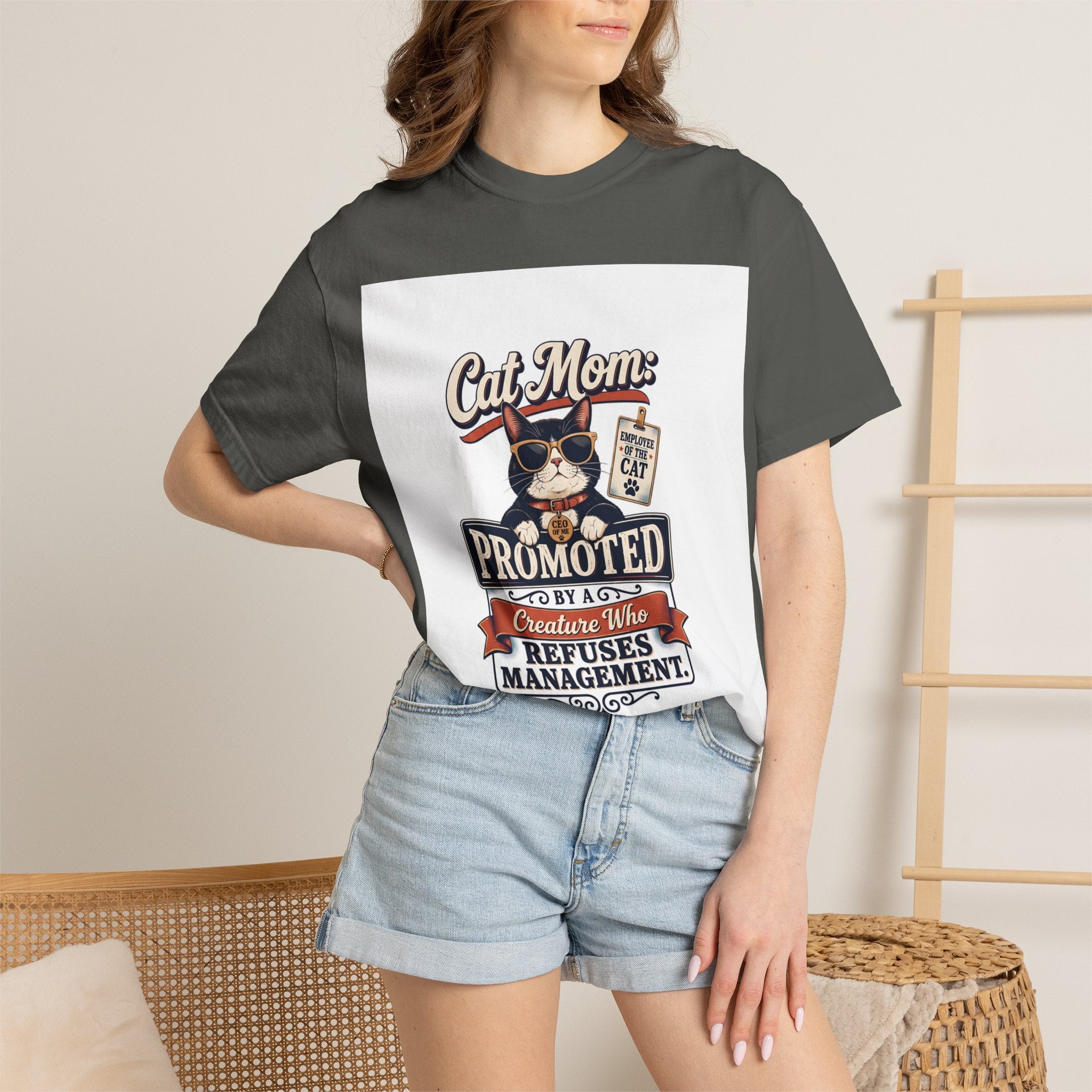 Cat Mom T‑Shirt – "Promoted to Cat Mom" Funny Cat Lover Gift
