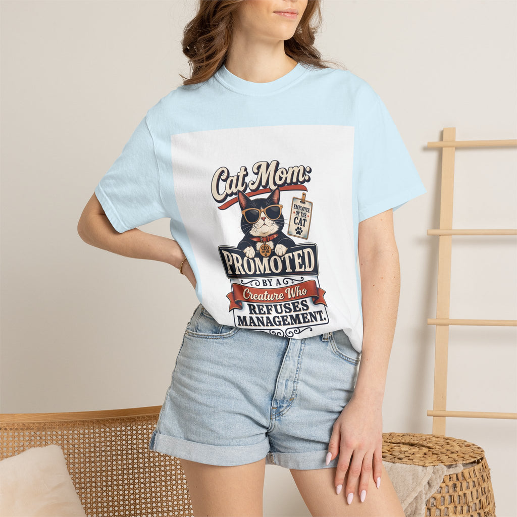 Cat Mom T‑Shirt – "Promoted to Cat Mom" Funny Cat Lover Gift