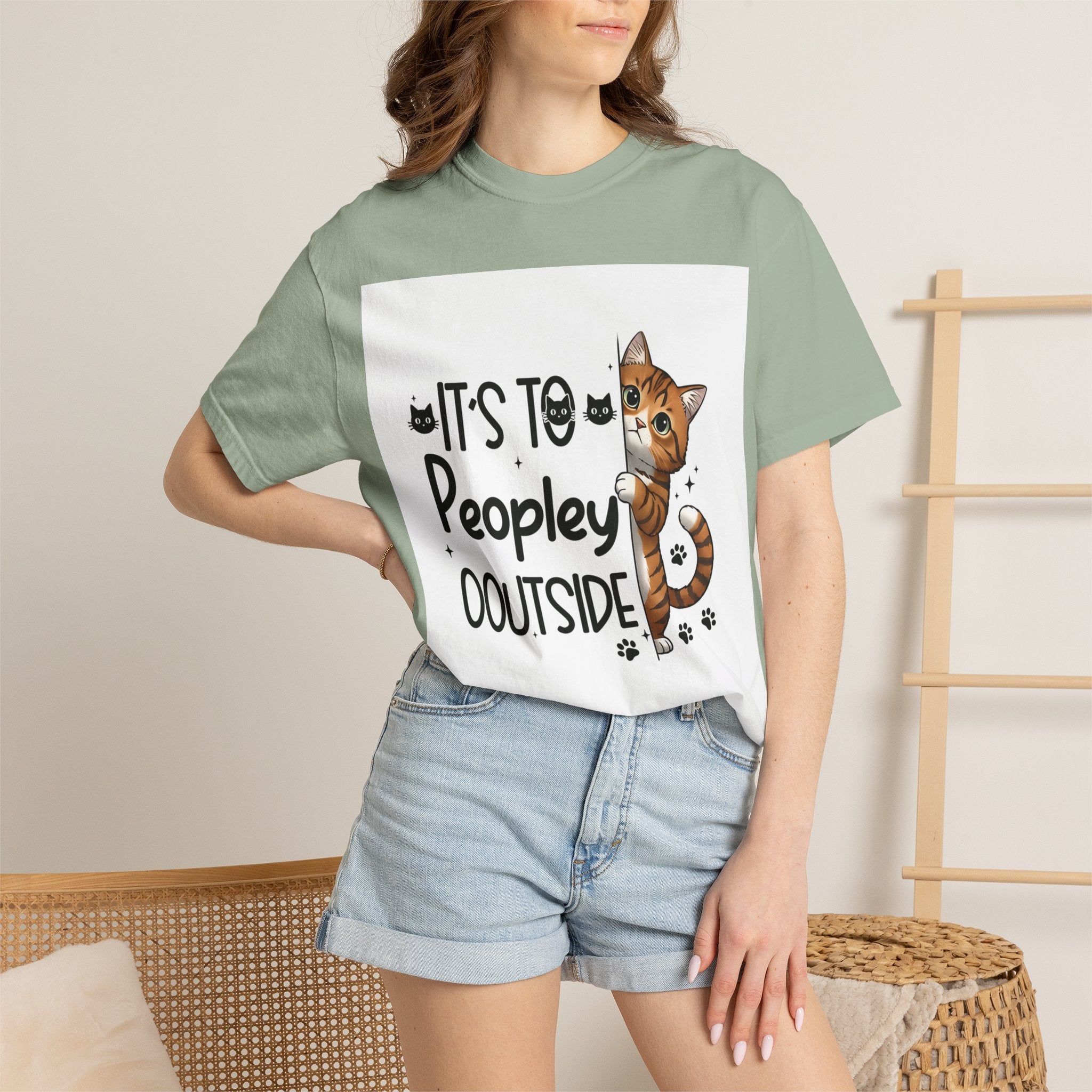 Cat Lover T-Shirt — "It's Too Peopley Outside" Graphic Tee
