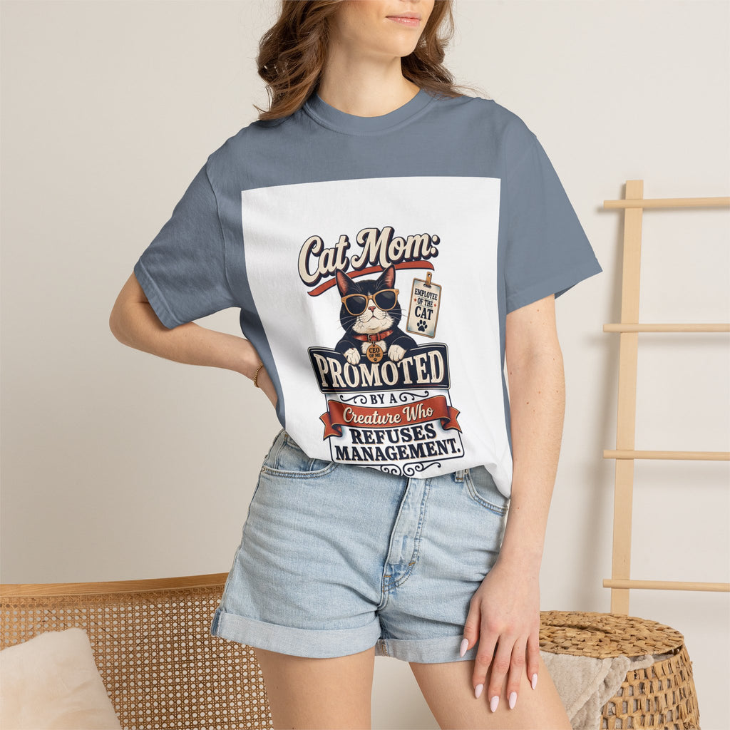 Cat Mom T‑Shirt – "Promoted to Cat Mom" Funny Cat Lover Gift