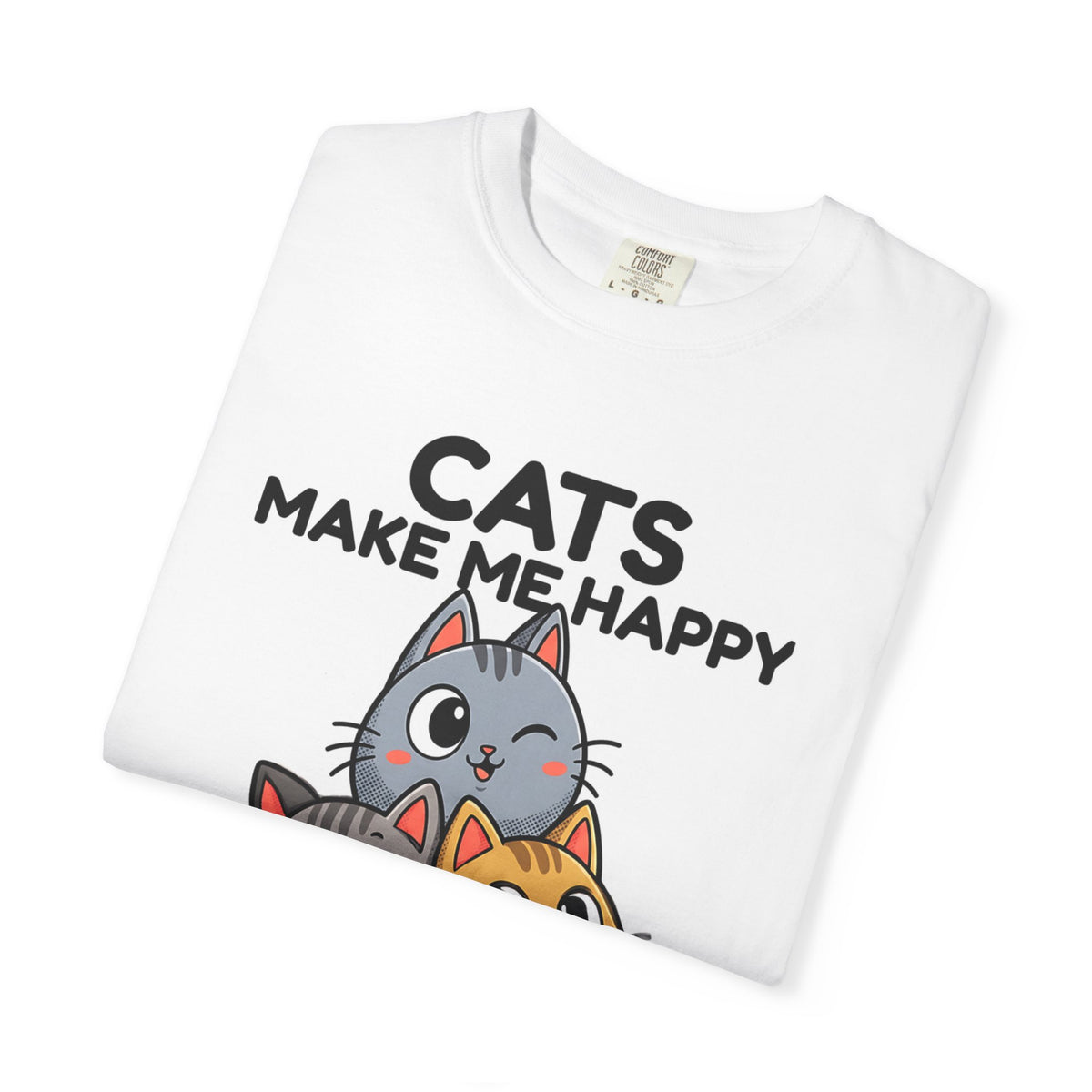 Cats Make Me Happy T-Shirt — Cute Stack of Kittens Tee