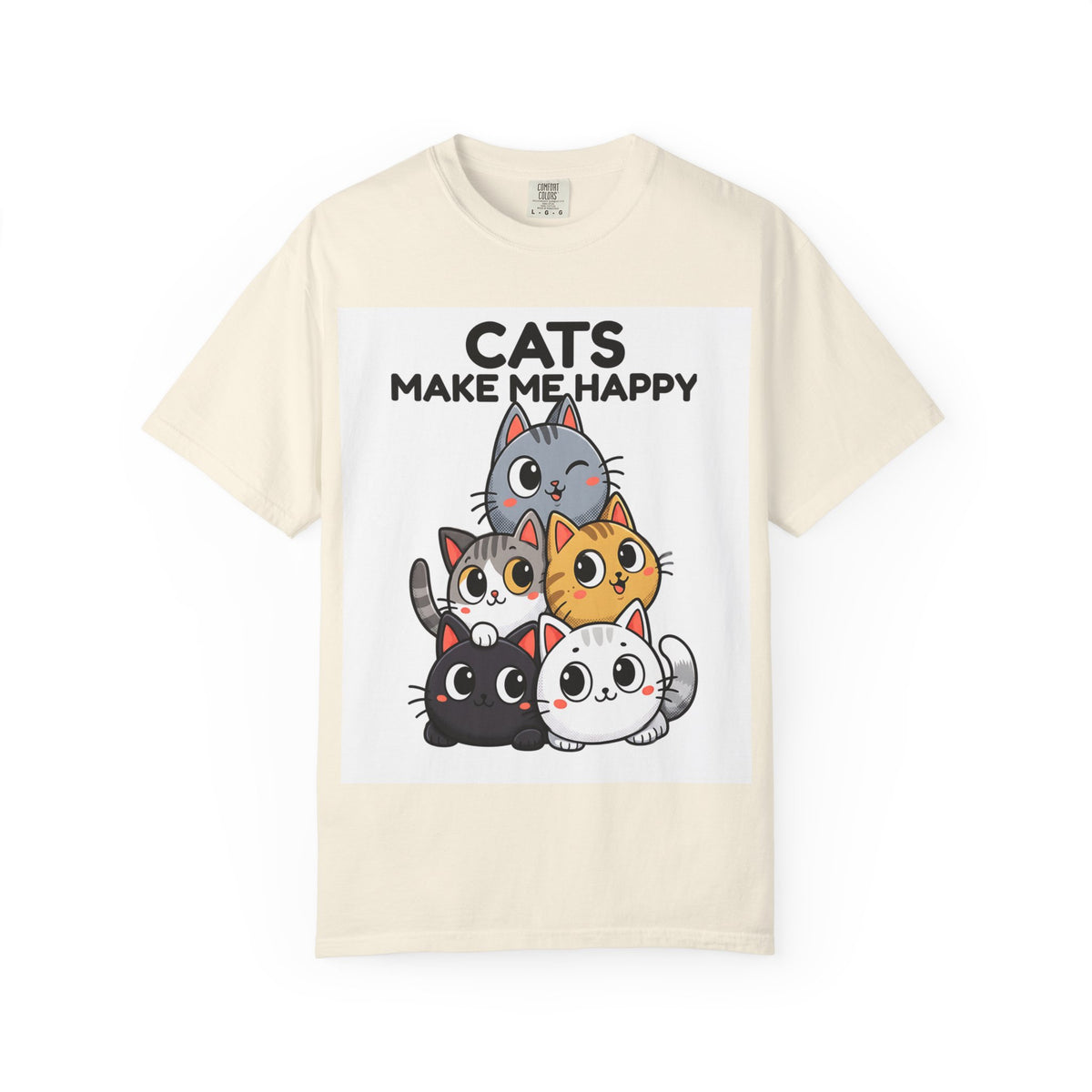 Cats Make Me Happy T-Shirt — Cute Stack of Kittens Tee