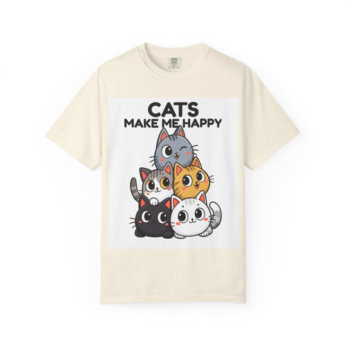 Cats Make Me Happy T-Shirt — Cute Stack of Kittens Tee