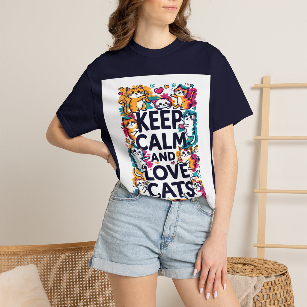 Keep Calm and Love Cats T-Shirt — Cute Colorful Cat Graphic Tee