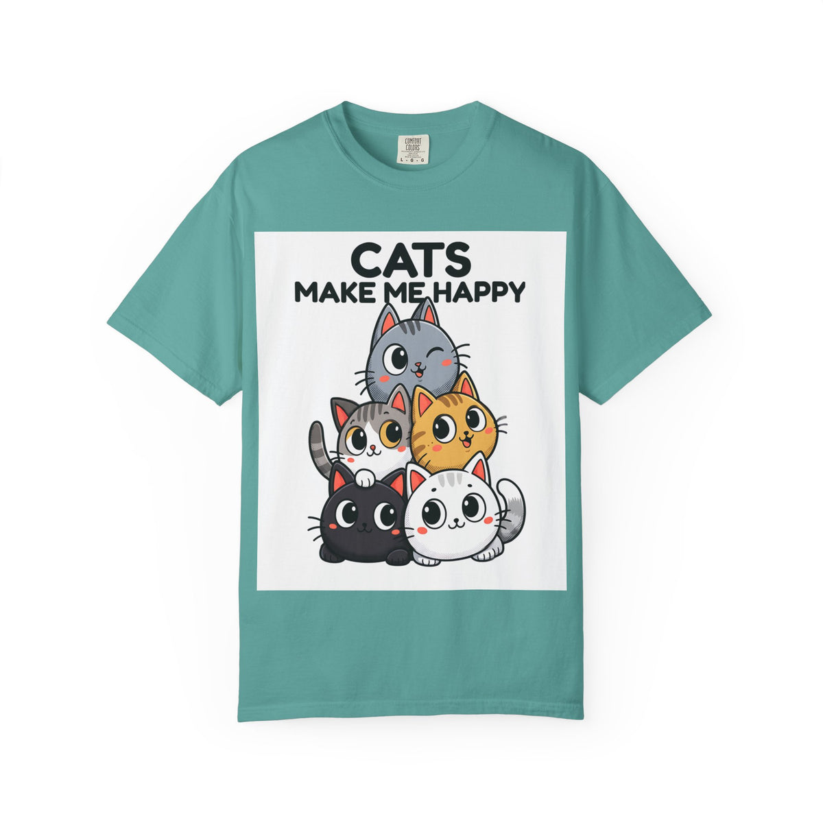 Cats Make Me Happy T-Shirt — Cute Stack of Kittens Tee