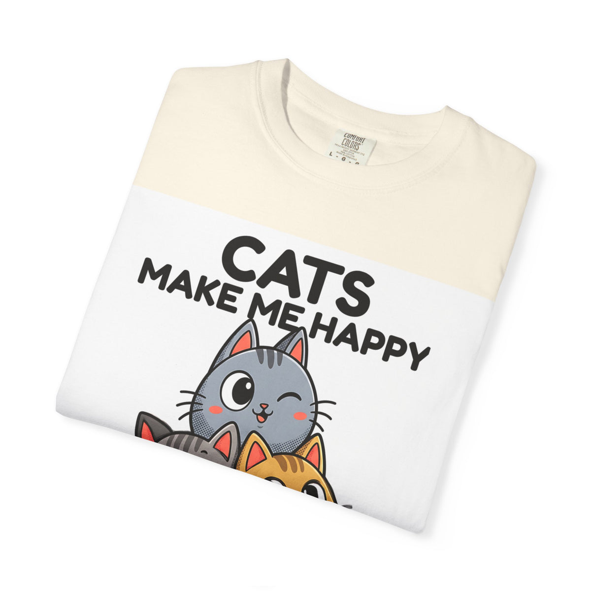 Cats Make Me Happy T-Shirt — Cute Stack of Kittens Tee