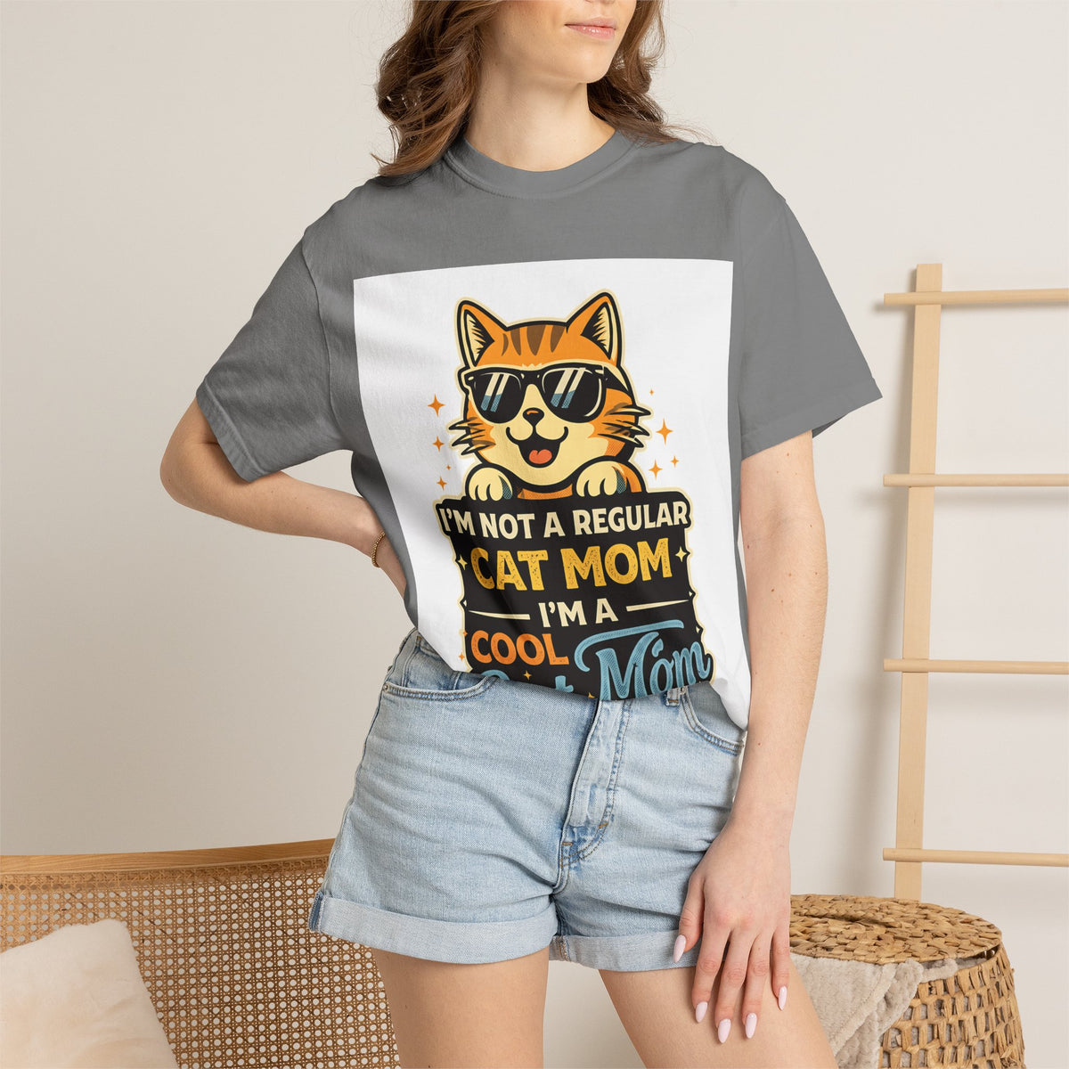 Cool Cat Mom T-Shirt — "I'm Not a Regular Cat Mom, I'm a Cool Cat Mom" Cute Cat Graphic Tee