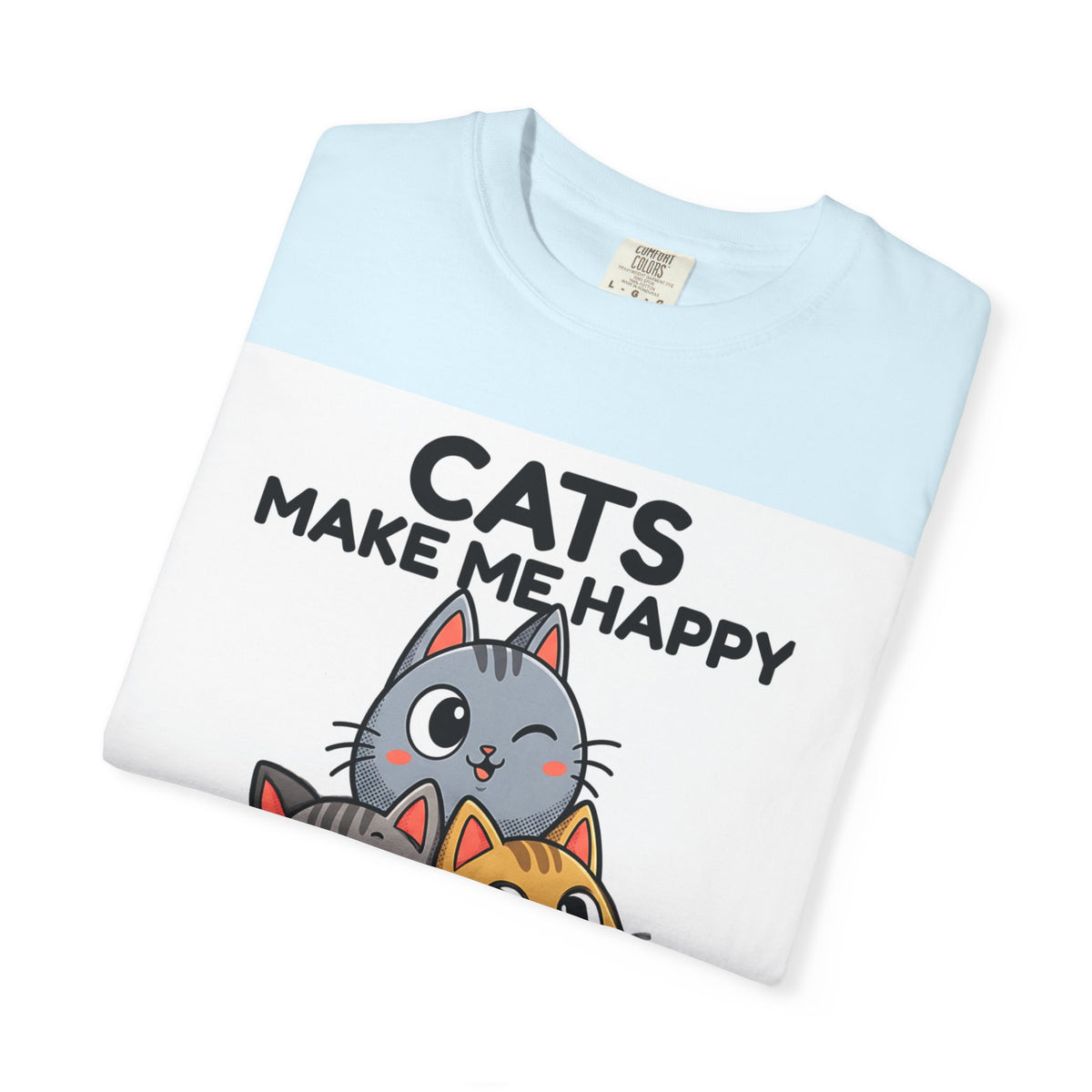 Cats Make Me Happy T-Shirt — Cute Stack of Kittens Tee
