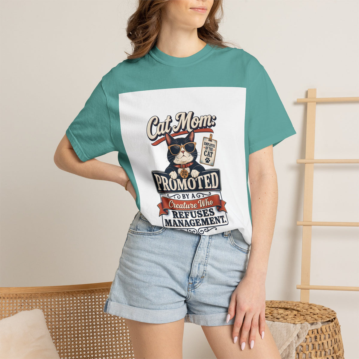 Cat Mom T‑Shirt – "Promoted to Cat Mom" Funny Cat Lover Gift