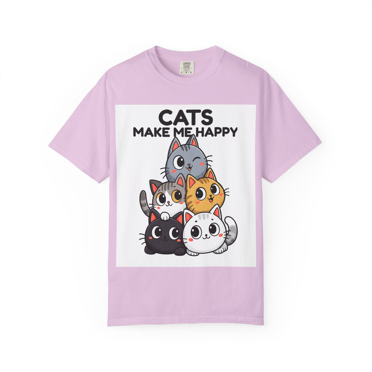 Cats Make Me Happy T-Shirt — Cute Stack of Kittens Tee
